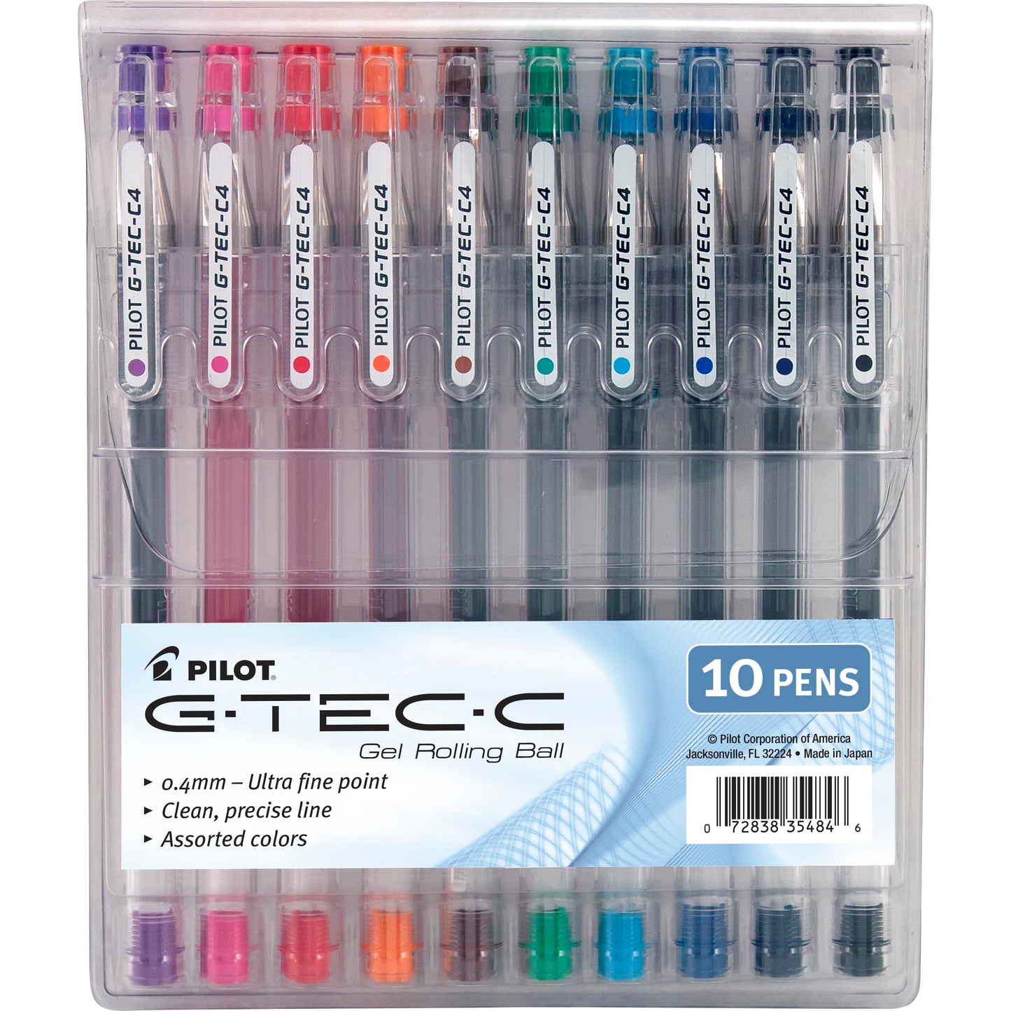 Pilot G-Tec-C Gel Rolling Ball Pens, Ultra Fine Point, Assorted Colors, 10-Pack Pouch (35484)