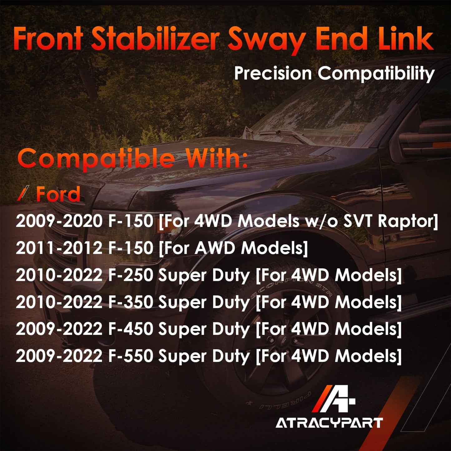 Front Sway Bar Stabilizer Links 2 Pcs｜Replacement For 2009-2019 FORD F-150 F-250 F-350 F-450 F-550 SUPER DUTY 4WD Models Only｜Replace OE#: K750362
