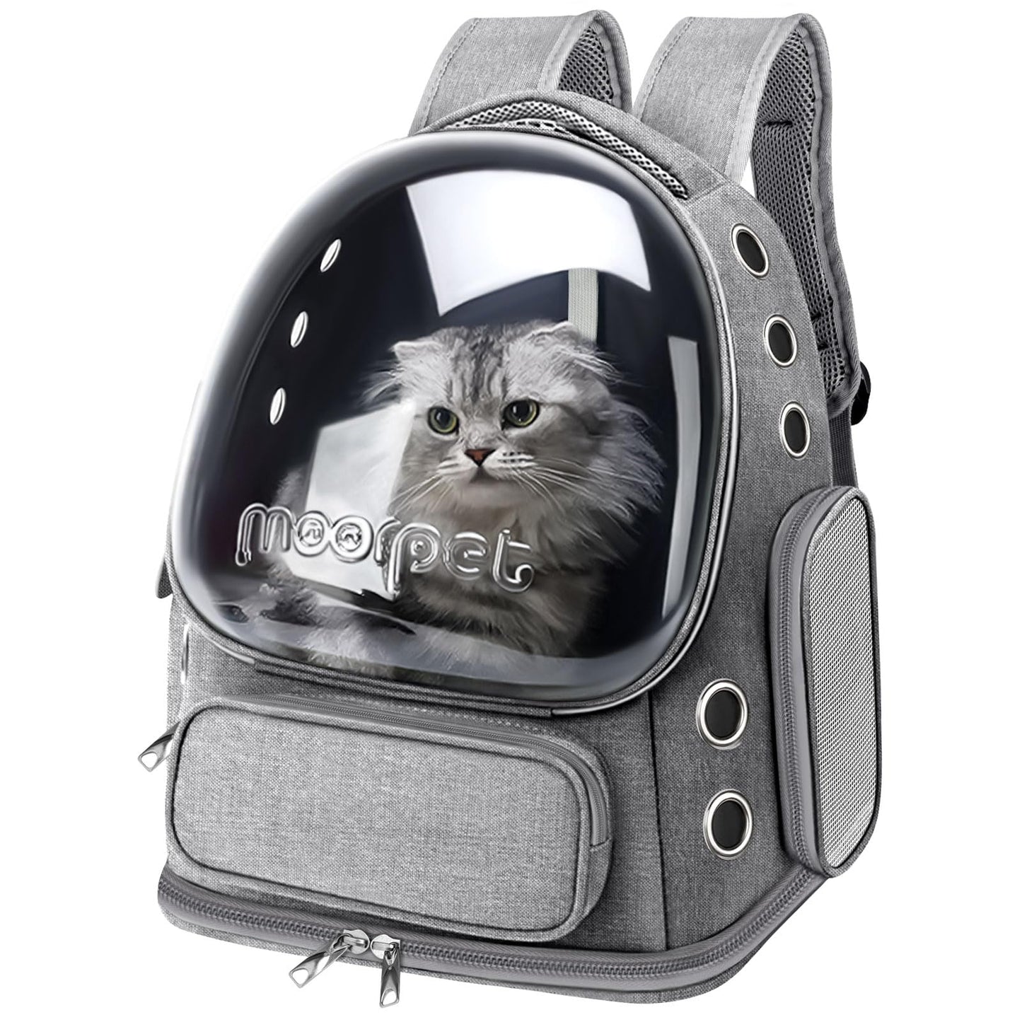 Cat Backpack Carrier, Breathable Carrier Backpack Large Space Bubble Backpack for Kitty Small Dog, Foldable Airline Approved Cat Backpack, Transparent Cat Travel Backpack Up to 20 lbs (Grey)