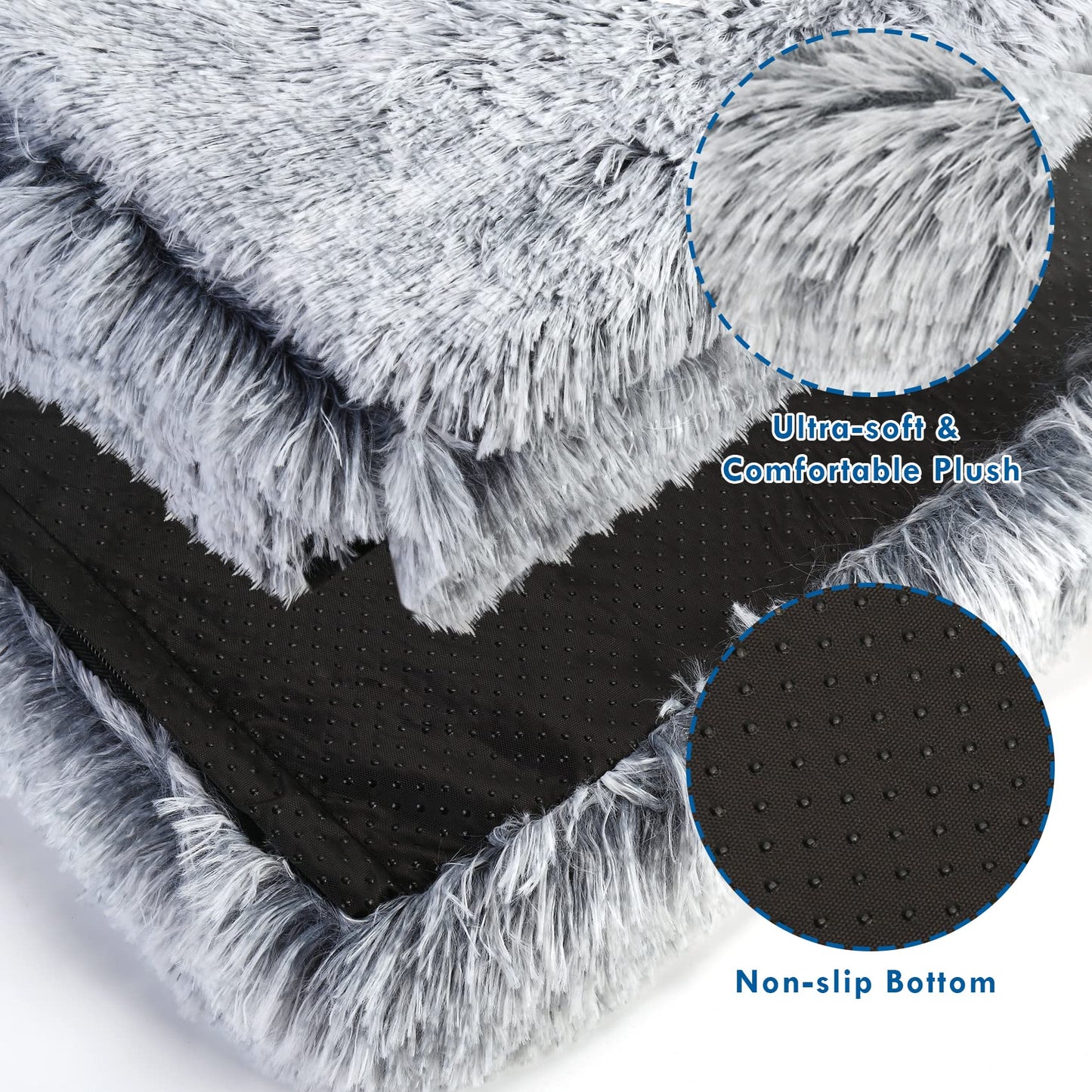 Dog Bed with Cover Cave, Orthopedic Dog Bed with Blanket, 33.5 * 27.6'' Rectangle Pet Crate Cozy Cuddler Mat, Anti-Anxiety Memory Foam Calming Pad for Puppy Cat with Removable Washable Cover