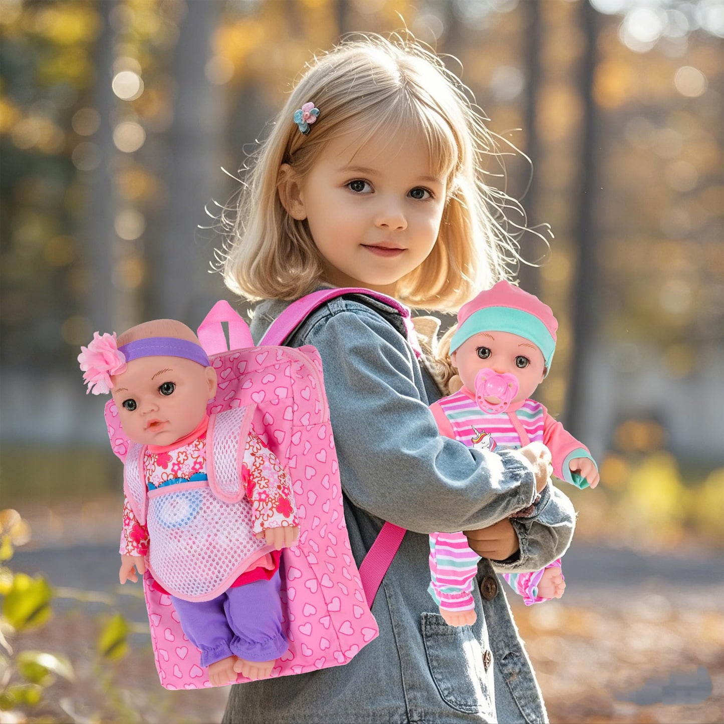 ebuddy 12 inch Baby Doll and Accessories-Reborn Baby Dolls Real Life Dolls with 3 Sets Clothes,Backpack,Pacifier, Bottle(One Doll)