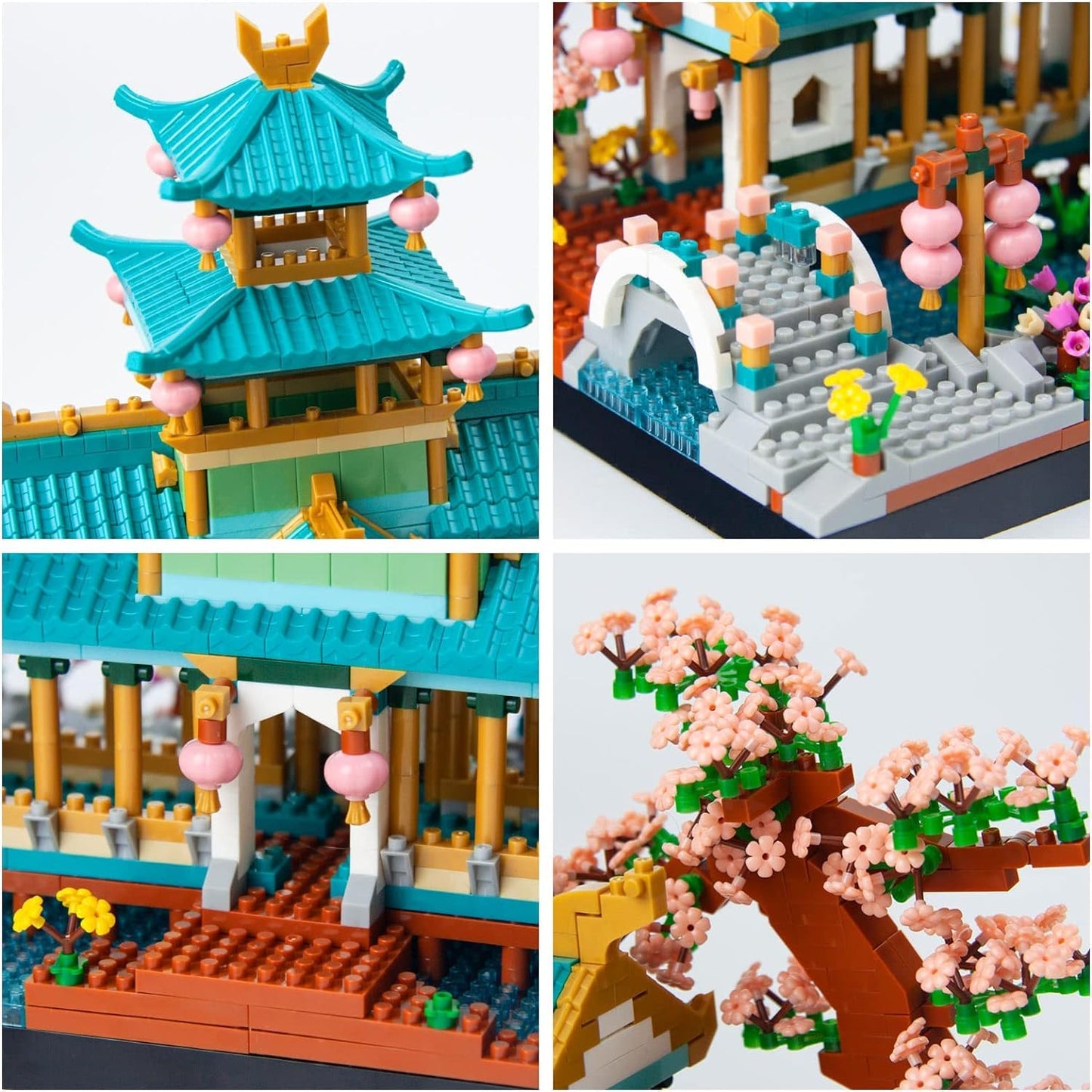 OundarM Mini Chinese Classical Garden Building Blocks Set, Cherry Blossom Botanical Collection Building Set for Adults, 14+ Teens, Home Decor Accessories (2350 Pcs)