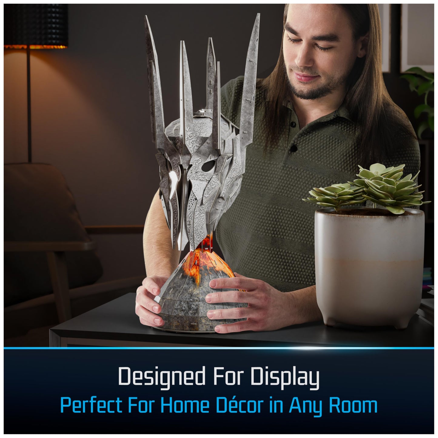 4D Build, Lord of The Rings Sauron Helmet 3D Model Kit, Lord of The Rings Collectibles & Desk Décor, Adult Puzzle, Building Toys, 203 Pieces, 3D Puzzles for Ages 12 & Up