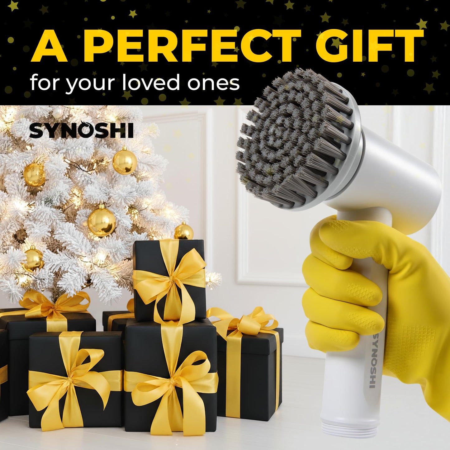 SYNOSHI Electric Spin Scrubber, Power Cleaning Brush with 3 Heads, Cordless Waterproof Shower Scrubber with Dual Speed, Perfect for Cleaning Bathroom, Tile, Cars, Floor. Electric Scrub Brush for tub