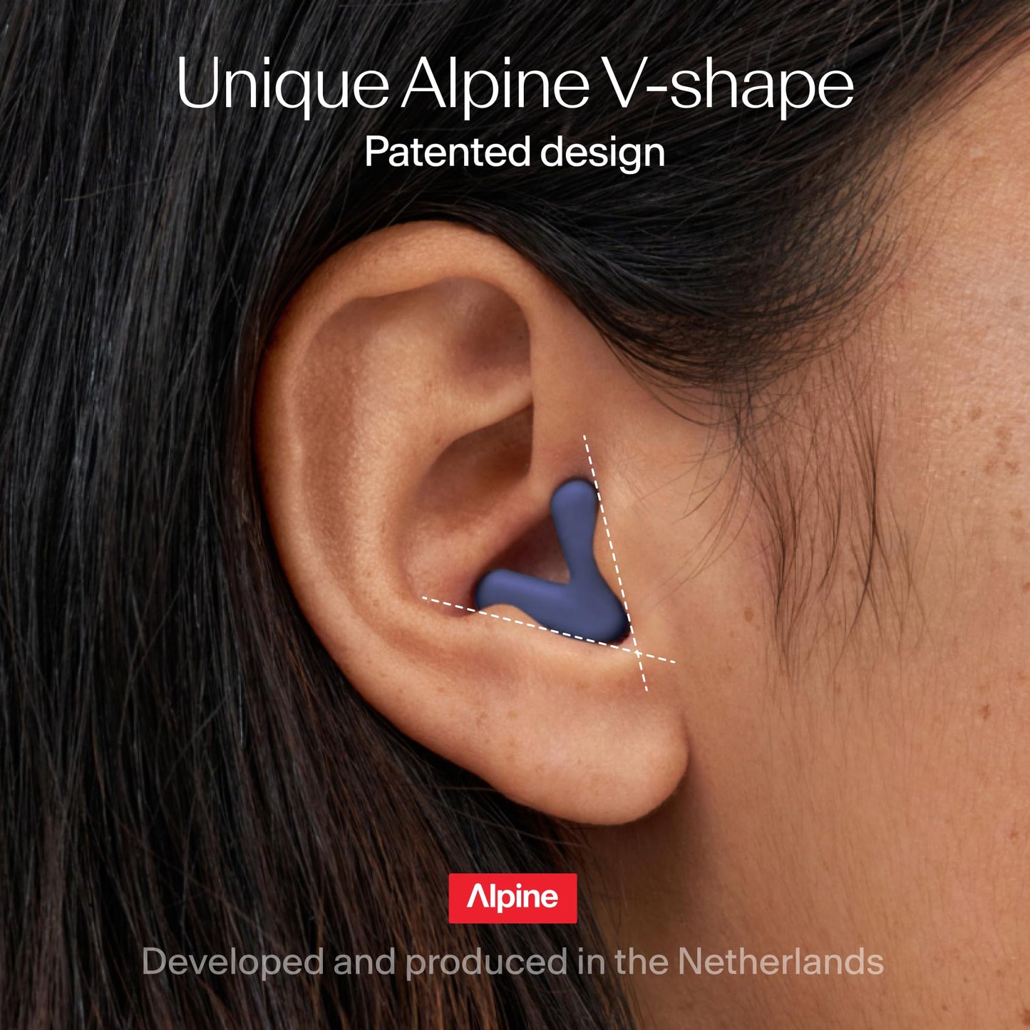 Alpine Silence - Noise Reduction Ear Plugs - Focus, Travel, & Sleep Ear Plugs - Comfortable V-Shape with 4 Oval Tips Sizes for Perfect Fit (XS/S/M/L) – Midnight Blue