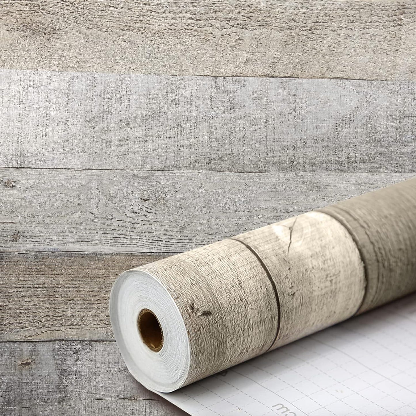 Meeyoga Matte Rustic Wood Peel and Stick Wallpaper, Thicken Self-Adhesive Contact Paper for Rooms, Water-free Paste Bathroom Peel Stick Wallpaper (OFF WHITE, 1.44‘×32.8’)