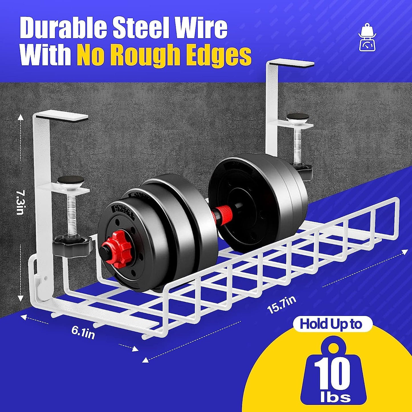 Under Desk Cable Management Tray 2 Pack, Xpatee Wire Management No Drill No Screws, Cable Tray with Clamp for Desk Wire Management, Computer Cable Rack for Office, Home - No Damage to Desk White