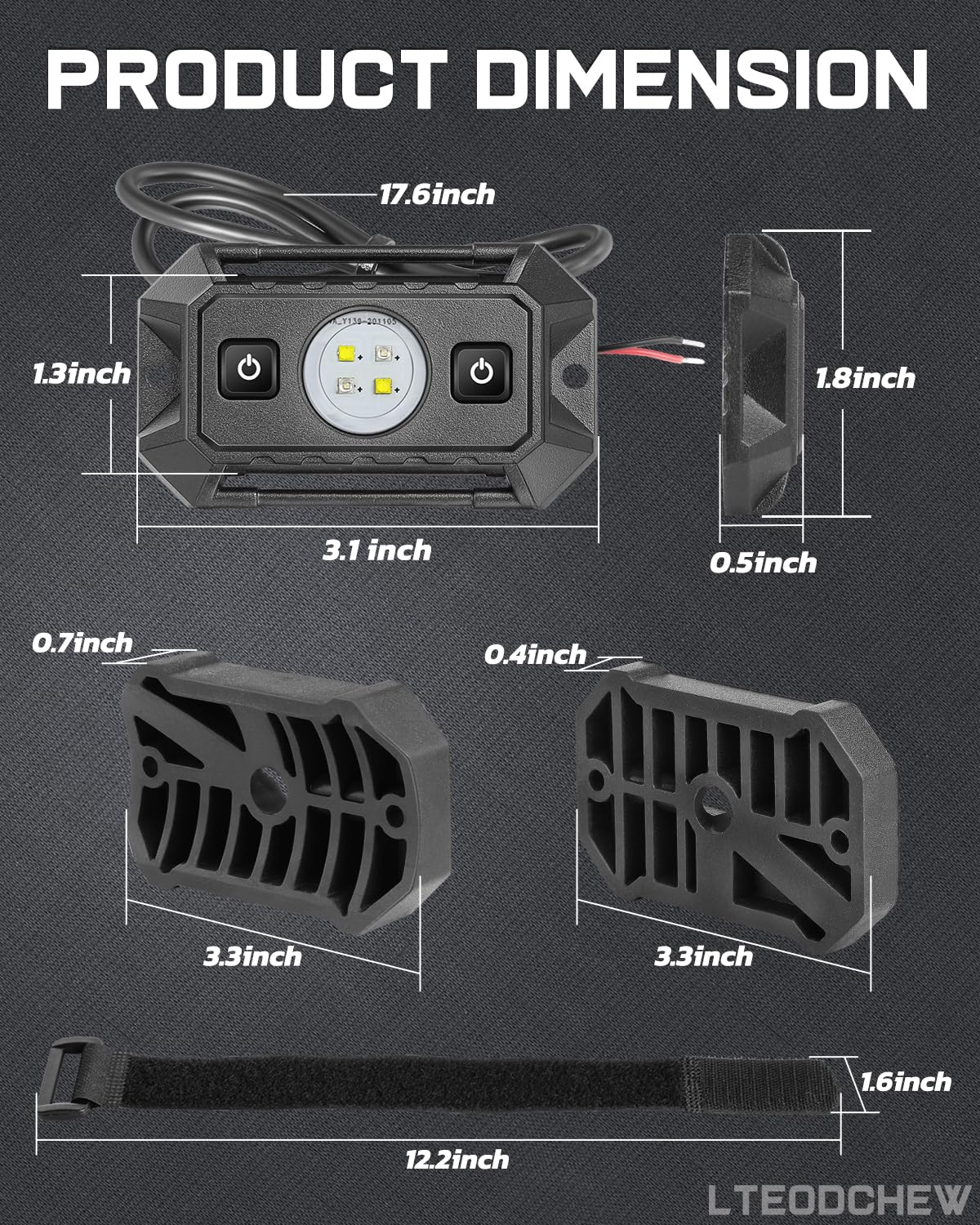 LED UTV Dome Light Red White 12V W/Switch, IP68 Waterproof Aluminum Universal Roll Bar Mount LED Interior Dome Light for UTV Can-Am Commander Defender Maverick X3 ATV Polaris RZR Truck