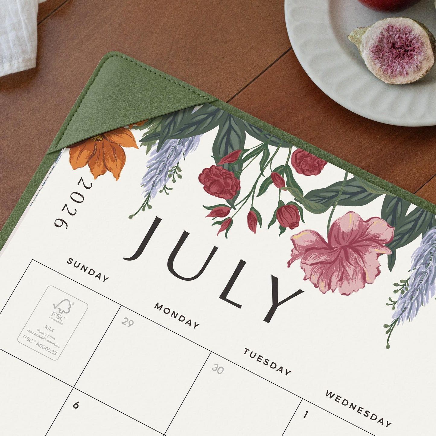 Desk Calendar 2026 with Desktop Mat, Cabbrix Large Desk Pad Calendar 22 x 17 Inch Runs From July 2026 to December 2027, Classic Floral Design Calendar 2026 for Home School and Office (Green)