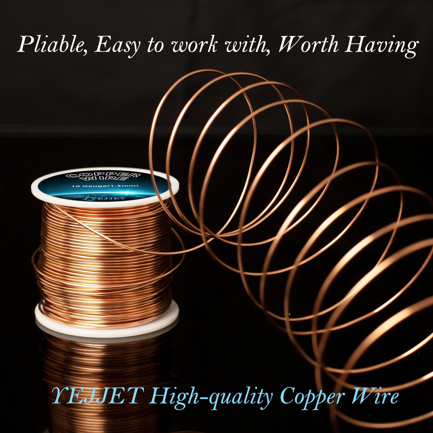 16 Gauge Copper Wire for Gardening Plants,Jewelry Making, 1 lb(125 FT) Copper Wire for Art Crafts, Electroculture 99.9% Pure