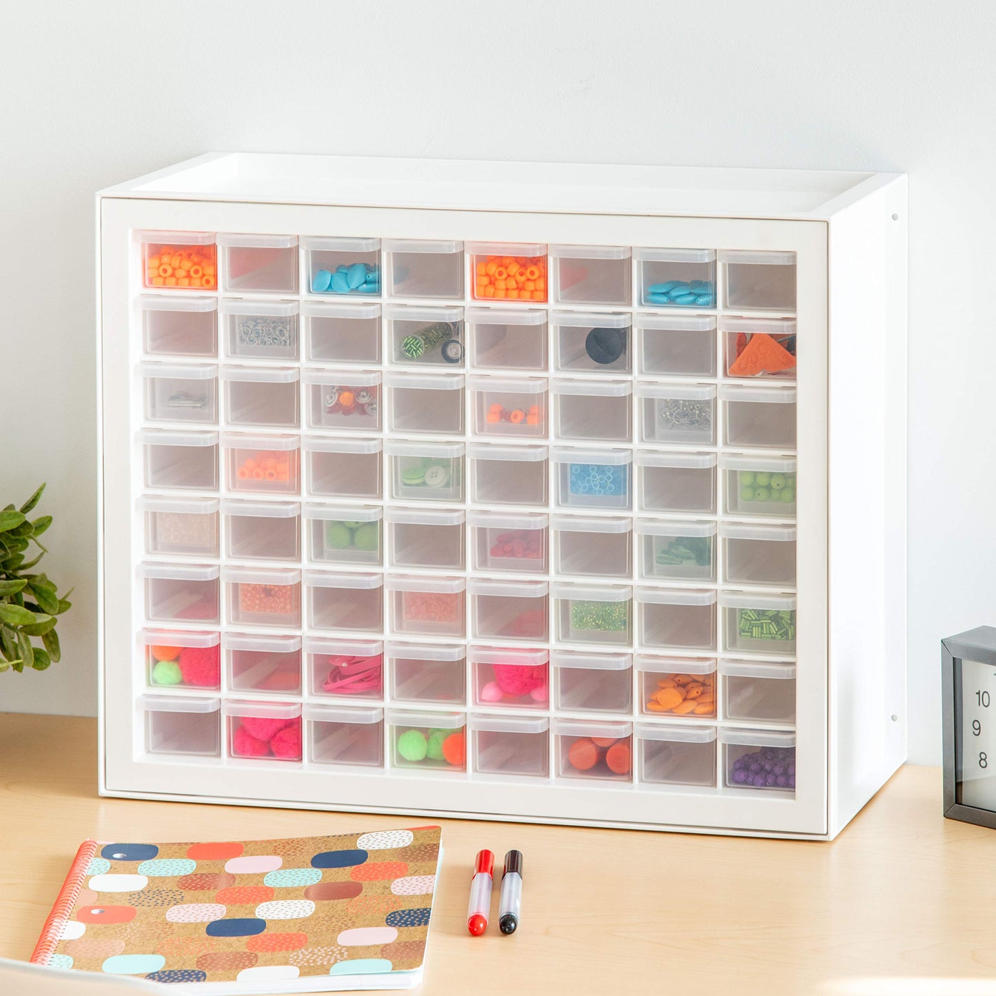IRIS USA Screw Organizer, Hardware Storage Organizer, 64 Drawer Parts Cabinet, Plastic Drawer Storage for Hardware Crafts, Small Parts, Nuts and Bolts, Tool Storage, Scrapbook Art Hobby - White