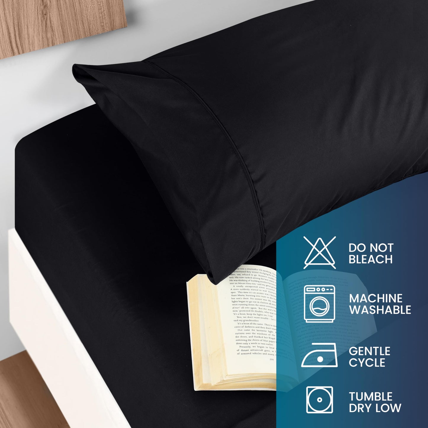 Utopia Bedding King Sheet Set - Brushed Microfiber - Soft Bed Sheets for King Size Bed - Luxury Bedding Sheets with Fitted Sheet, Flat Sheet & 2 Pillow Cases - Deep Pocket (Black)