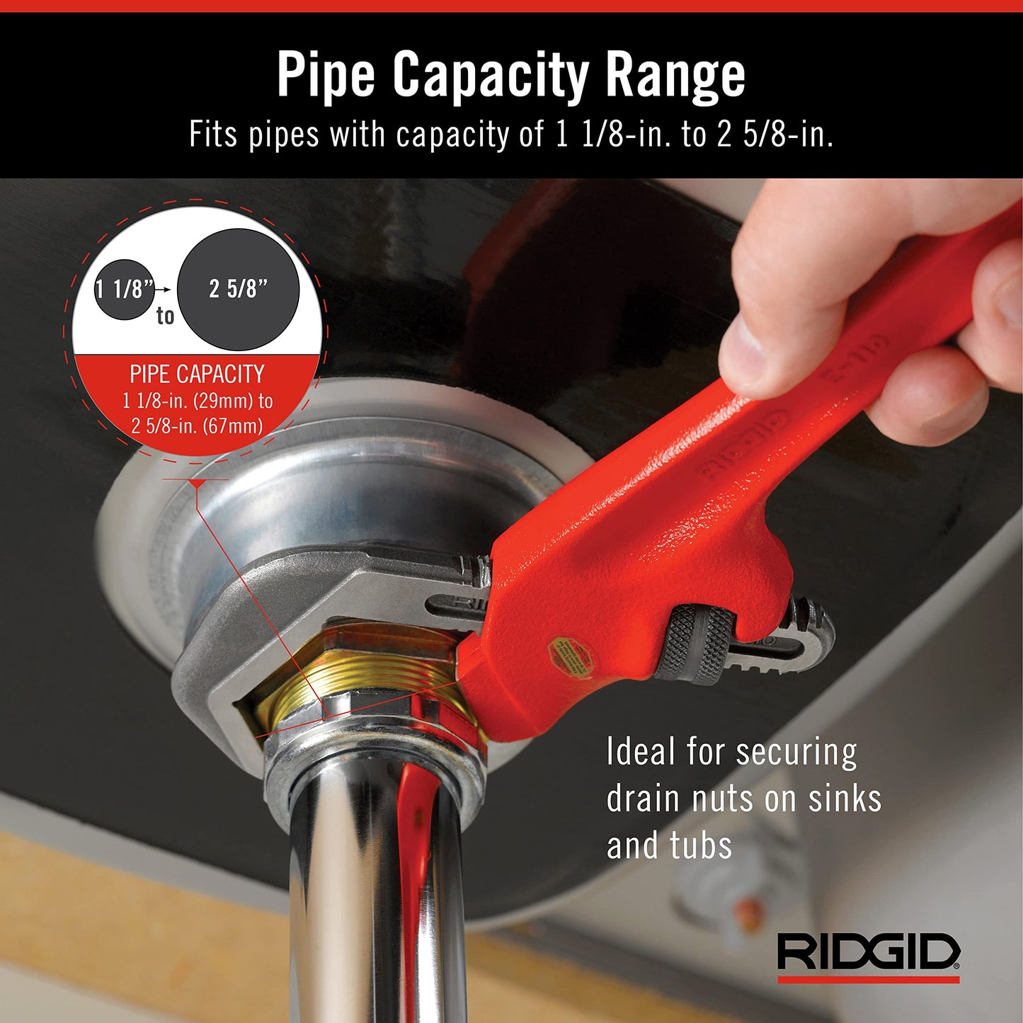 Ridgid Tools 31305 1-1/8-Inch-To-2-5/8-Inch Capacity Offset Hex Wrench