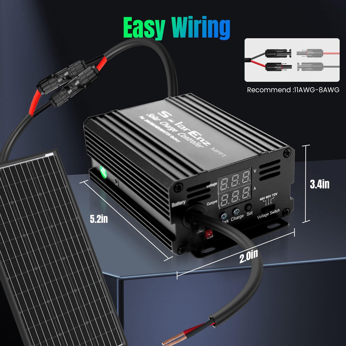 12A Boost MPPT Solar Charge Controller Solar Panel Regulator for24V/36V/48V /60V/72V Lead-Acid, LiFePO4, Gel, Flooded Batteries etc in Golf Cart,eBike,Club Car, Scooterand Solar System