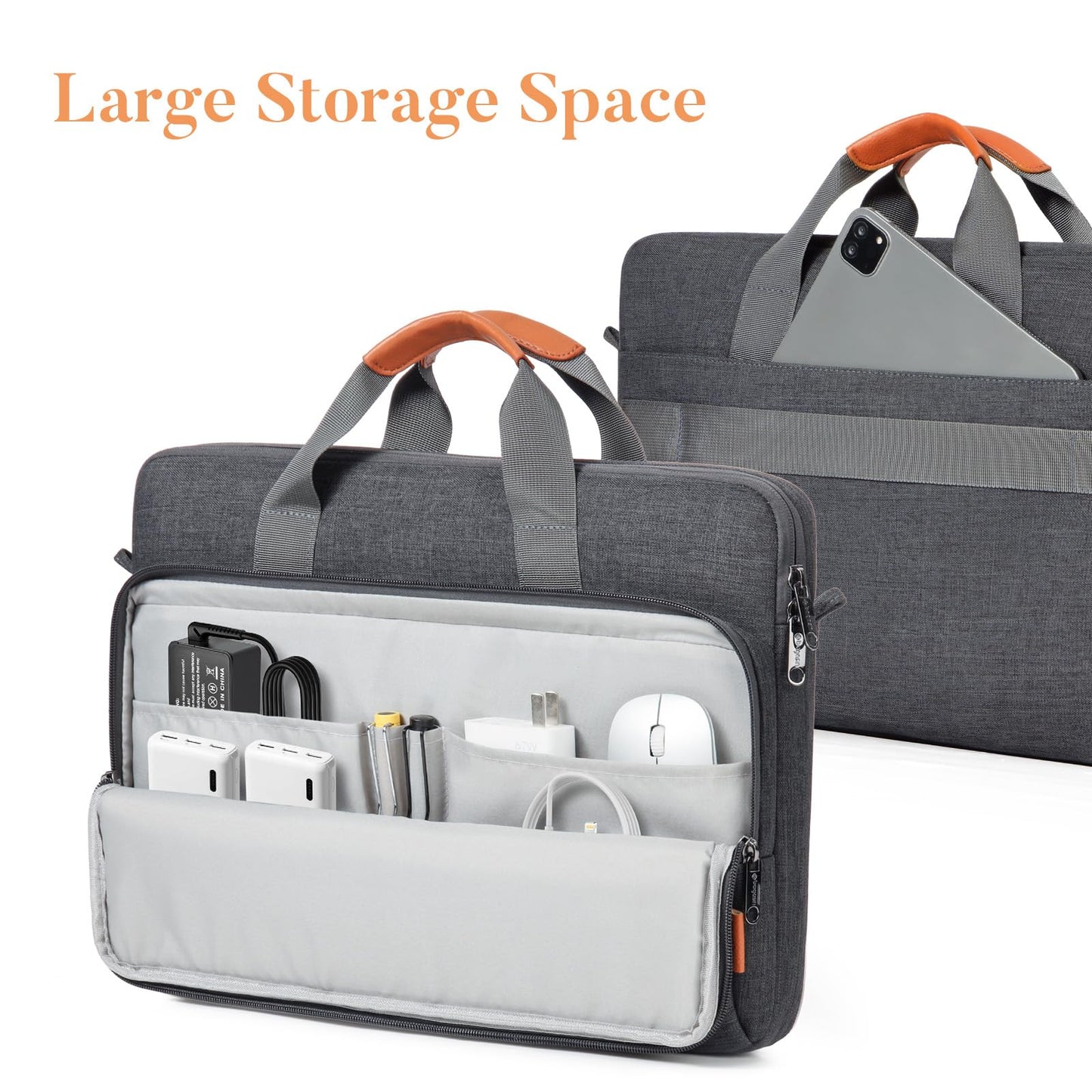 bagasin 15 15.6 16 inch Laptop Computer PC Shoulder Bag Carrying Case, Water-Repellent Fabric Briefcase, Lightweight Toploader, Business Casual or School