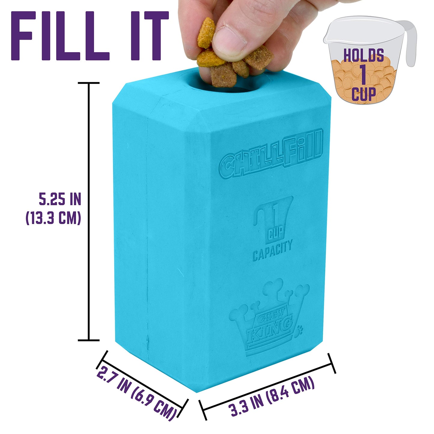 Chew King Premium Treat Dog Toy, XL, Extremely Durable Natural Rubber Fillable Toy Collection, Frozen Feeding, All Breed Sizes