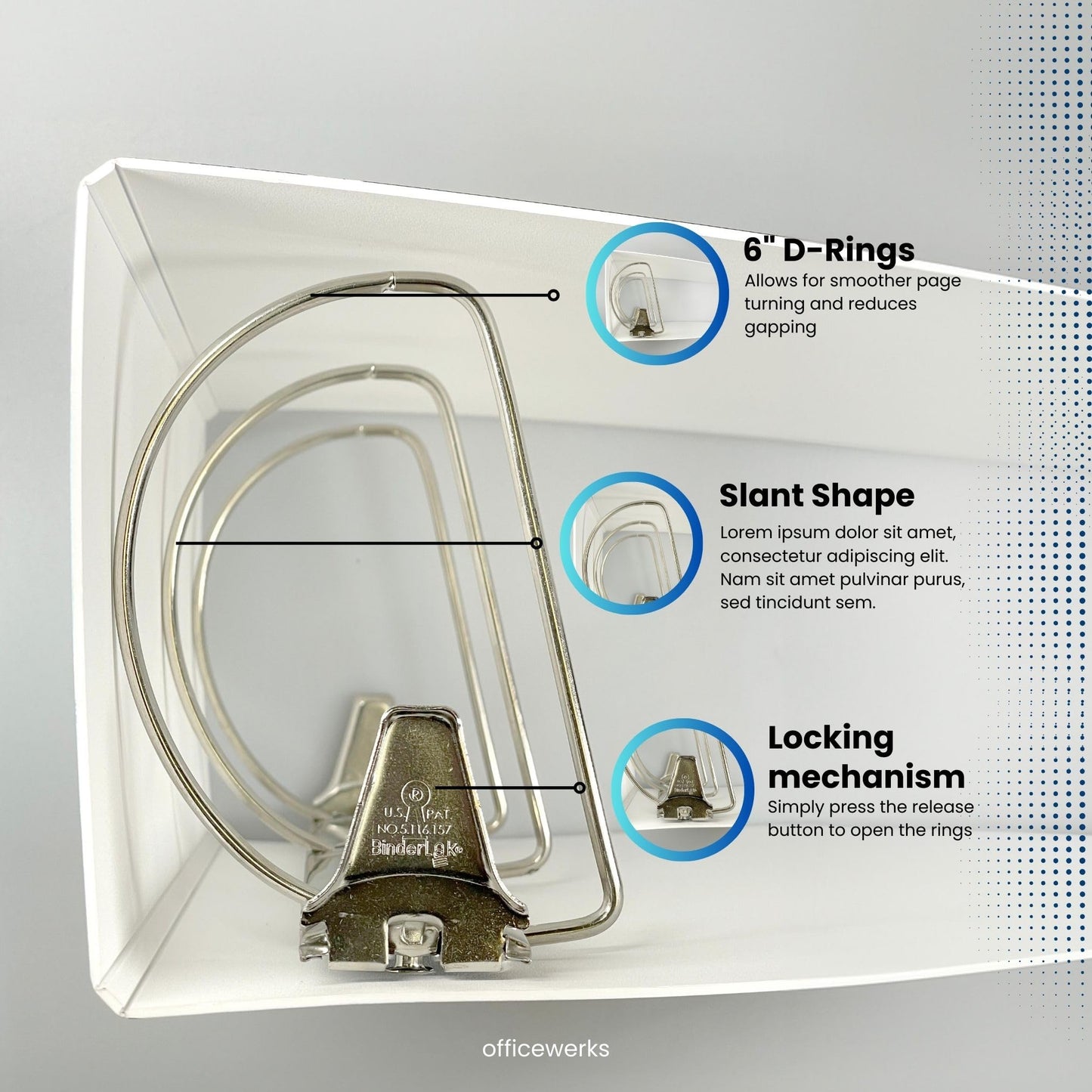 Performore 6 Inch Locking Angle D-Ring Binder Heavy Duty Poly Binder with Printed Design, Secure Locking 3 Rings, Spine Label Holder, Non-Customizable Cover, Holds 8.5" x 11" Paper, 1 Pack