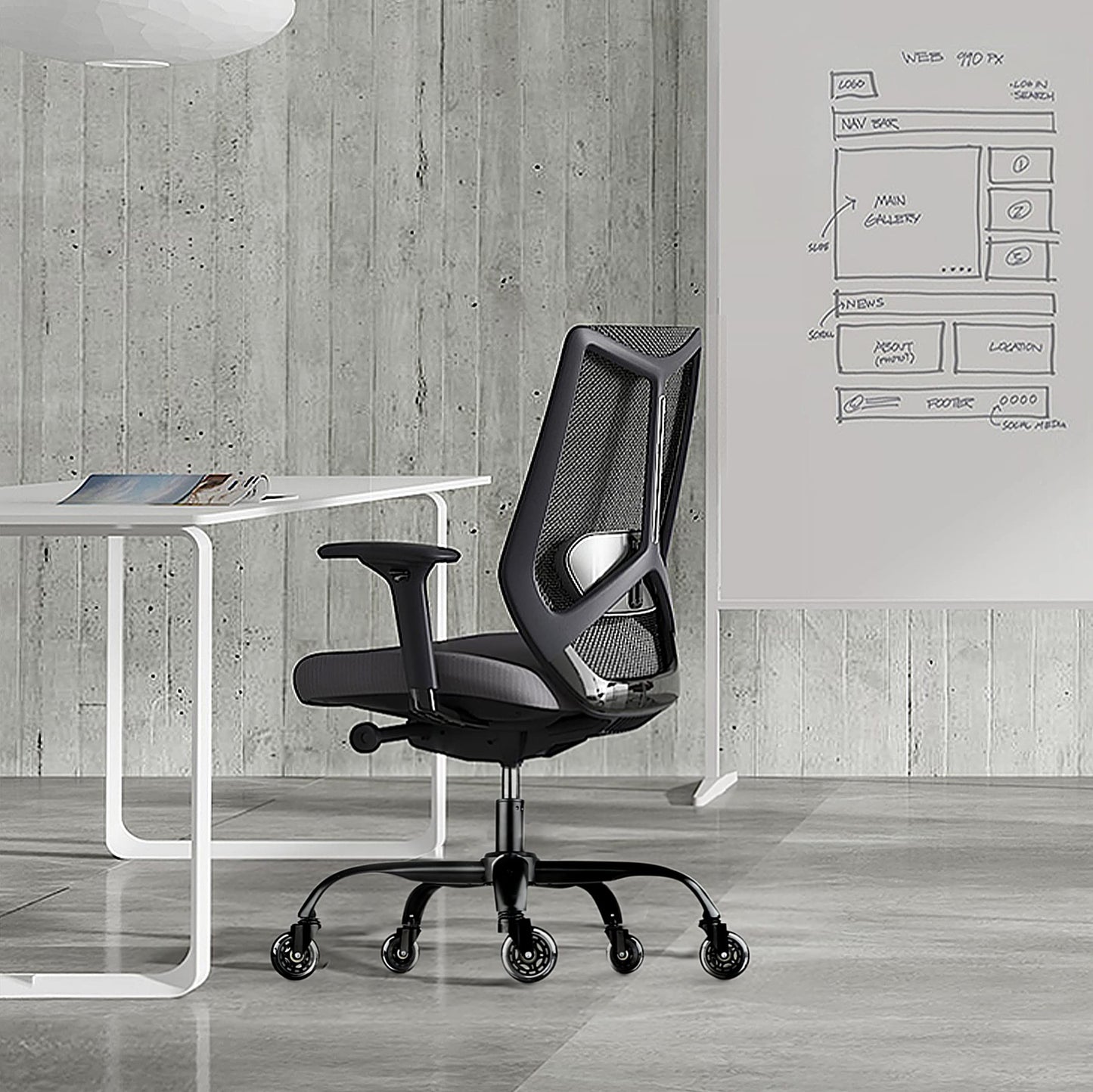 Sytopia 28" Heavy Duty Office Chair Base Replacement, Supports 2500 lbs, Metal Chair Base with Universal Gas Cylinder Hole and Caster Sockets, Matte Black
