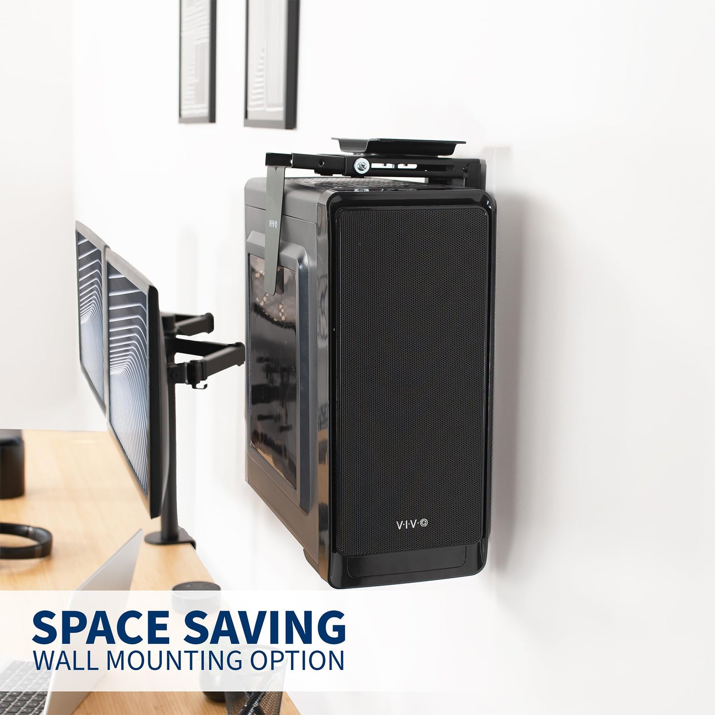 VIVO Adjustable Under Desk and Wall PC Mount | Computer Case Holder with 360-degree Swivel (MOUNT-PC01)