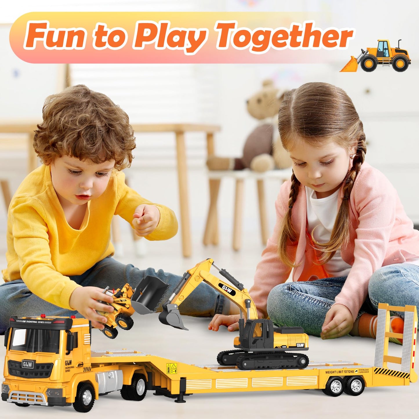 Construction Toys,Chardfun Construction Truck Set Toys for 3-9 Year Old Boys Vehicle Toys Truck Toy for Boys 4 5 6 7 8 Birthday Gift Toddler Toys