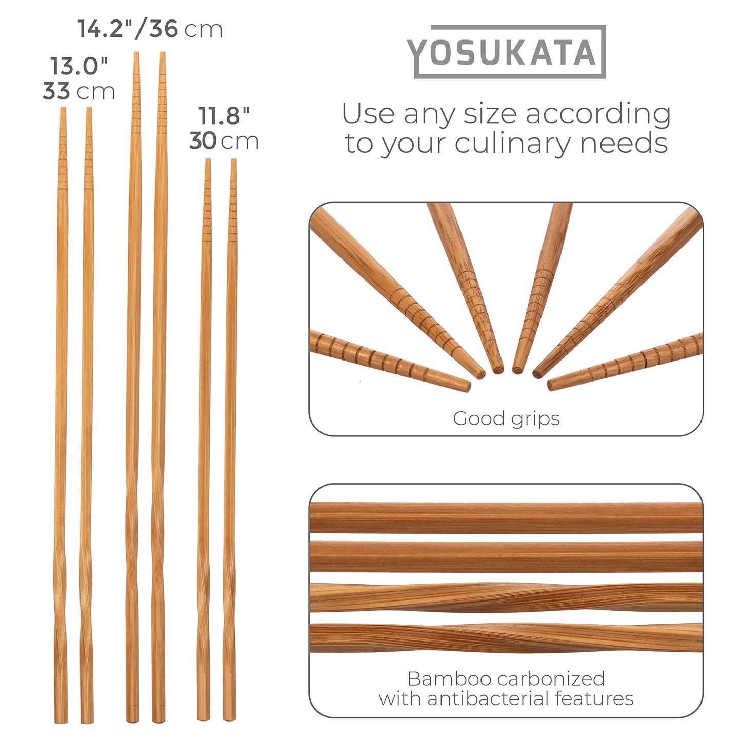 YOSUKATA Pre-Seasoned Wok Utensils Set - Blue Carbon Steel 17-inch Wok Spatula, Wok Ladle, 3 Pairs of Chopsticks - Durable Wok Accessories - Traditional Asian Cooking Tools - Wok Tools