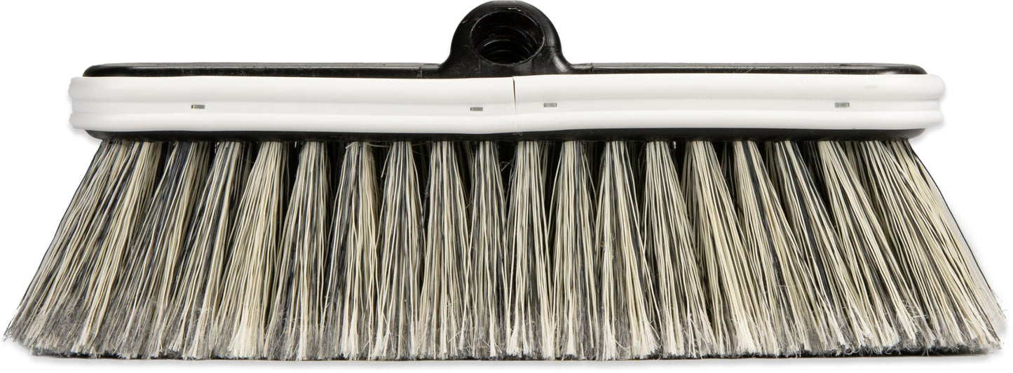 Carlisle FoodService Products Flo-Pac Plastic Scrub Brush, Cleaning Brush, Wash Brush with Flagged Polystyrene Bristles for Cleaning, 10 Inches, Black