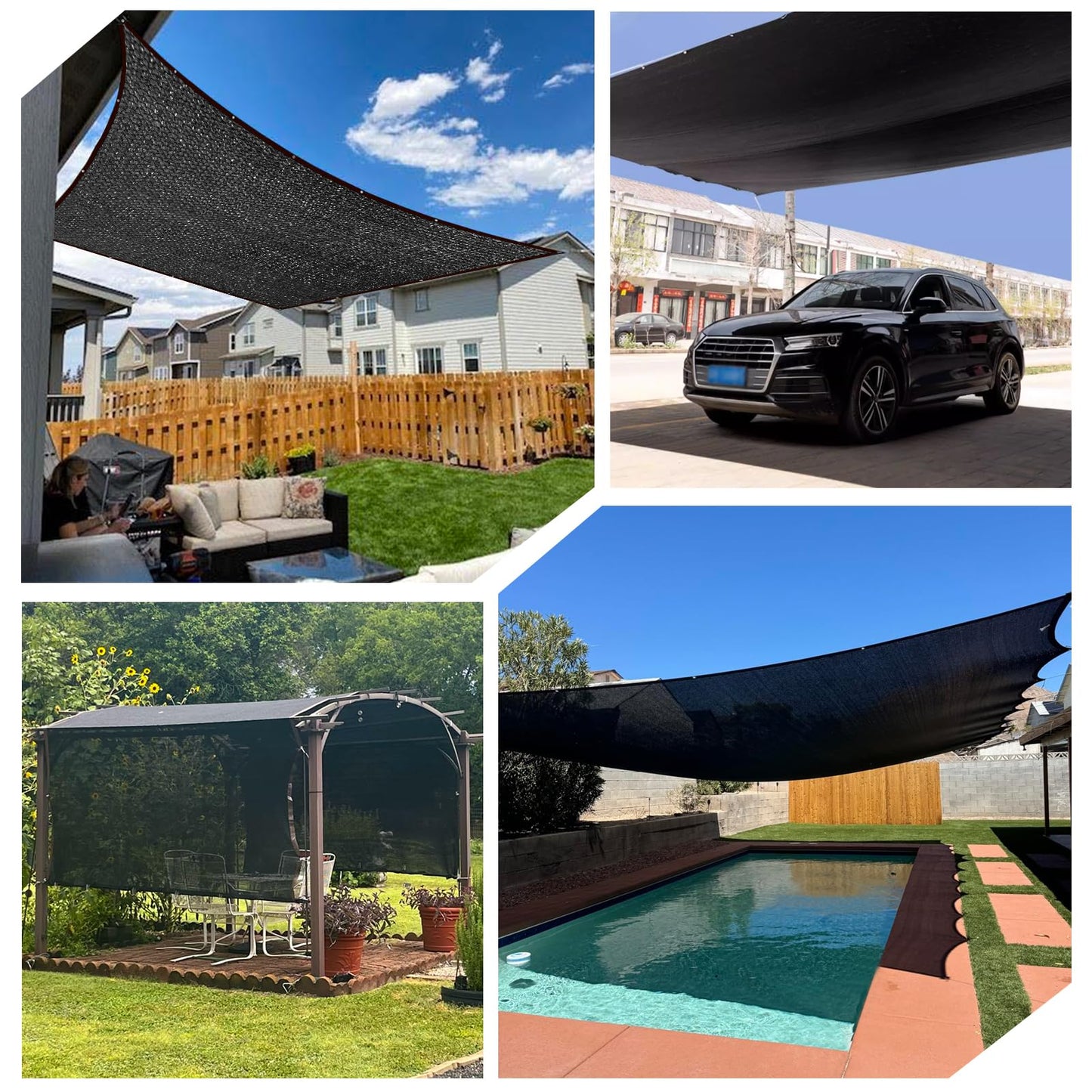 90% Black Shade Cloth for Patio, 10 x 12 FT Mesh Tarp Sun Shade Cloth with Grommets, Sun Shades Outdoor Patio Shade Neting Cover for Garden Greenhouse Pergola Plants Chicken Coop Shade Sail