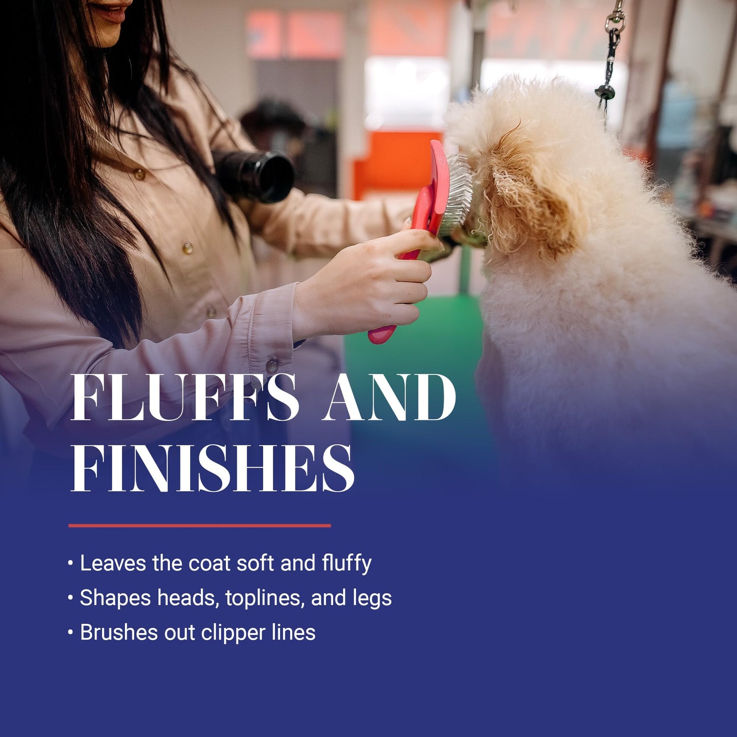 Chris Christensen Big G Slicker Brush for Dogs (Goldendoodles, Labradoodles, Poodles), Groom Like a Professional, Fluff Detangle Style, Saves Time Energy, Coral, Medium