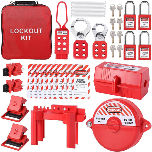 Onedaful Cuzofu Lockout Tagout Kit, Loto Kit Safety Padlock+Loto Hasp+Electrical Plug/Gate Valve Devices+Circuit Breaker+Tags for Industrial