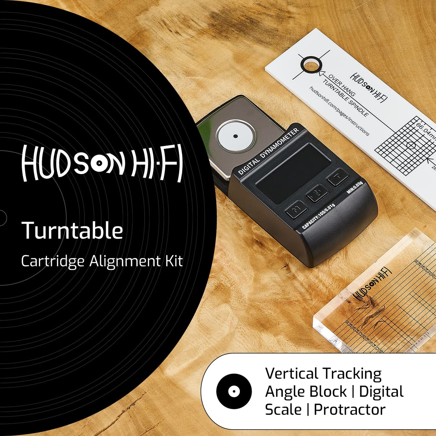 Turntable Cartridge Alignment 3-pc Kit w/Premium PE Case-Vertical Tracking Angle Block for DJ Turntable & Phono Cartridge,Turntable Stylus Digital Scale,Tonearm - Record Player Accessories