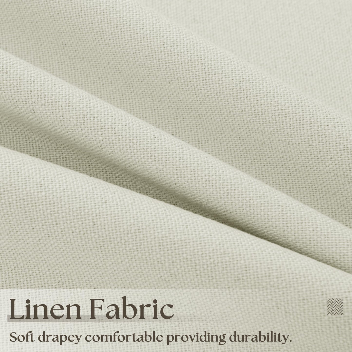 100% Blackout Linen Curtains 84 Inches Long Linen Textured Black Out Curtains Full Light Blocking Thermal Insulated Energy Saving Drapes Panels with White Liner 52x84 Inches 2 Panels Ivory White