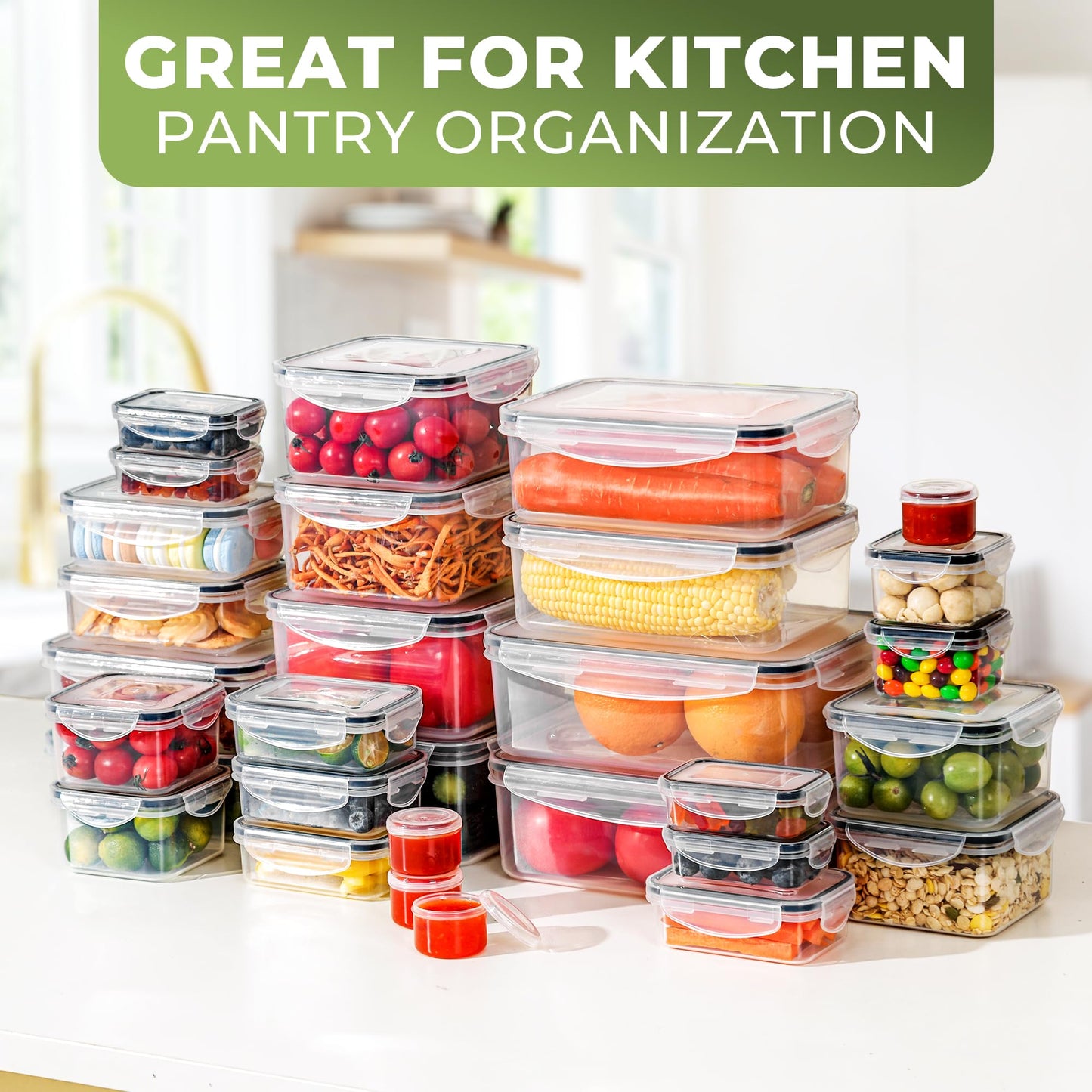 60 PCS Food Storage Containers with Lids Airtight, Plastic Food Container Set, SIKITUT Airtight Storage Containers for Home, Kitchen, Leak Proof, BPA-Free (30 PACK)
