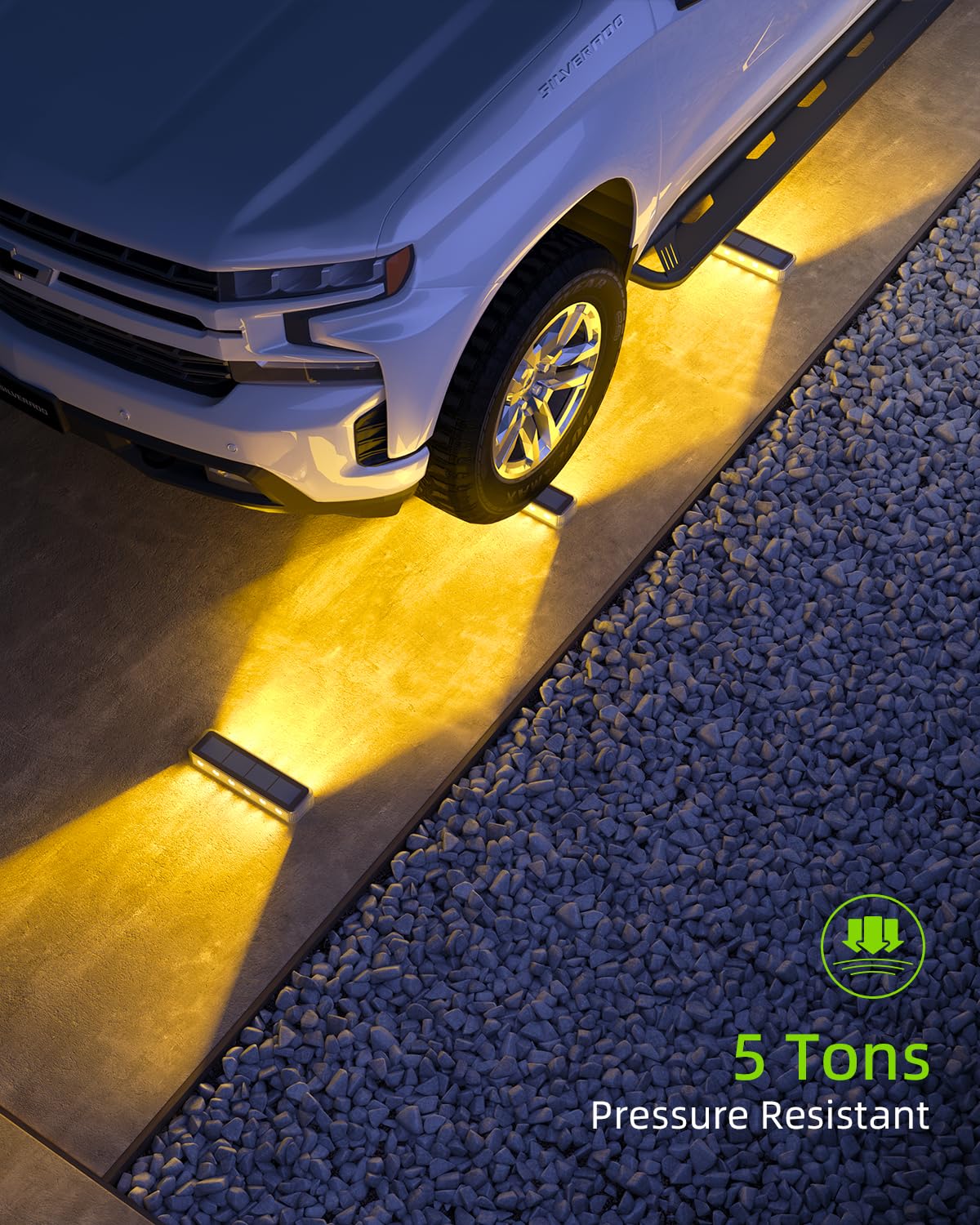 DetarZinLED Solar Step Lights Outdoor 4 Pack, 12 LEDs 2-Sided Illumination Solar Stair Lights Outdoor IP68 Waterproof,Auto On/Off Deck Lights Solar Powered for Patio,Yard,Path,Walkway (Warm White)