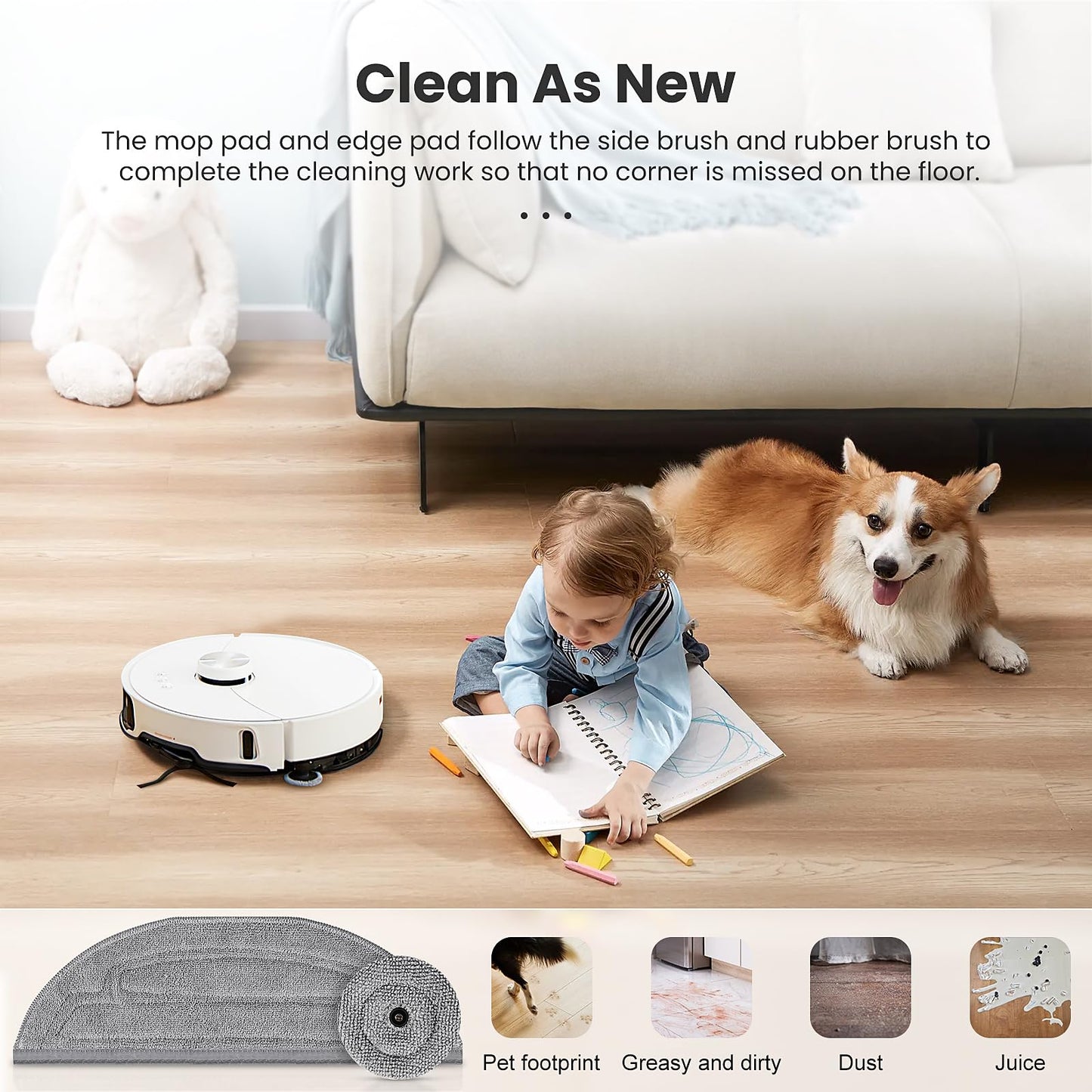 12 Pack Mop Pads Refills for Roborock S8 MaxV Ultra / S8 Max Ultra Robot Vacuum, 6 Pack Mop Cloth with Dual Sonic Vibrations Modules, 6 Pack Edge Mop Pads