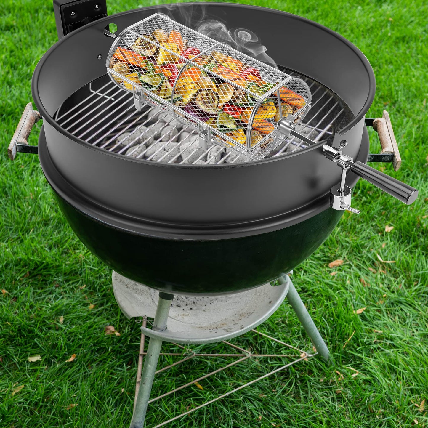 Onlyfire Universal Rotisserie Grill Peanut Beans French Fries Basket Fits for Any Gas Grill