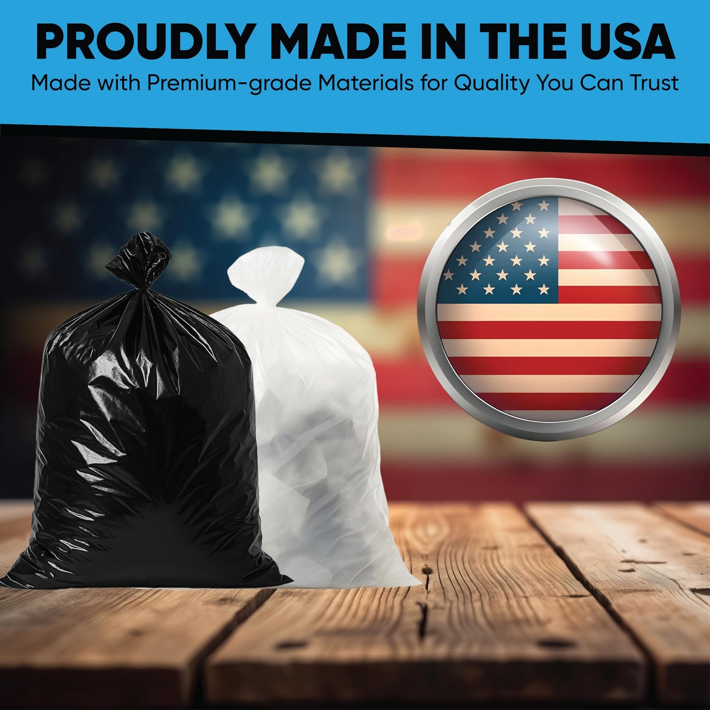 Clear Trash Bags, 55-60 Gallon, 50 Count
