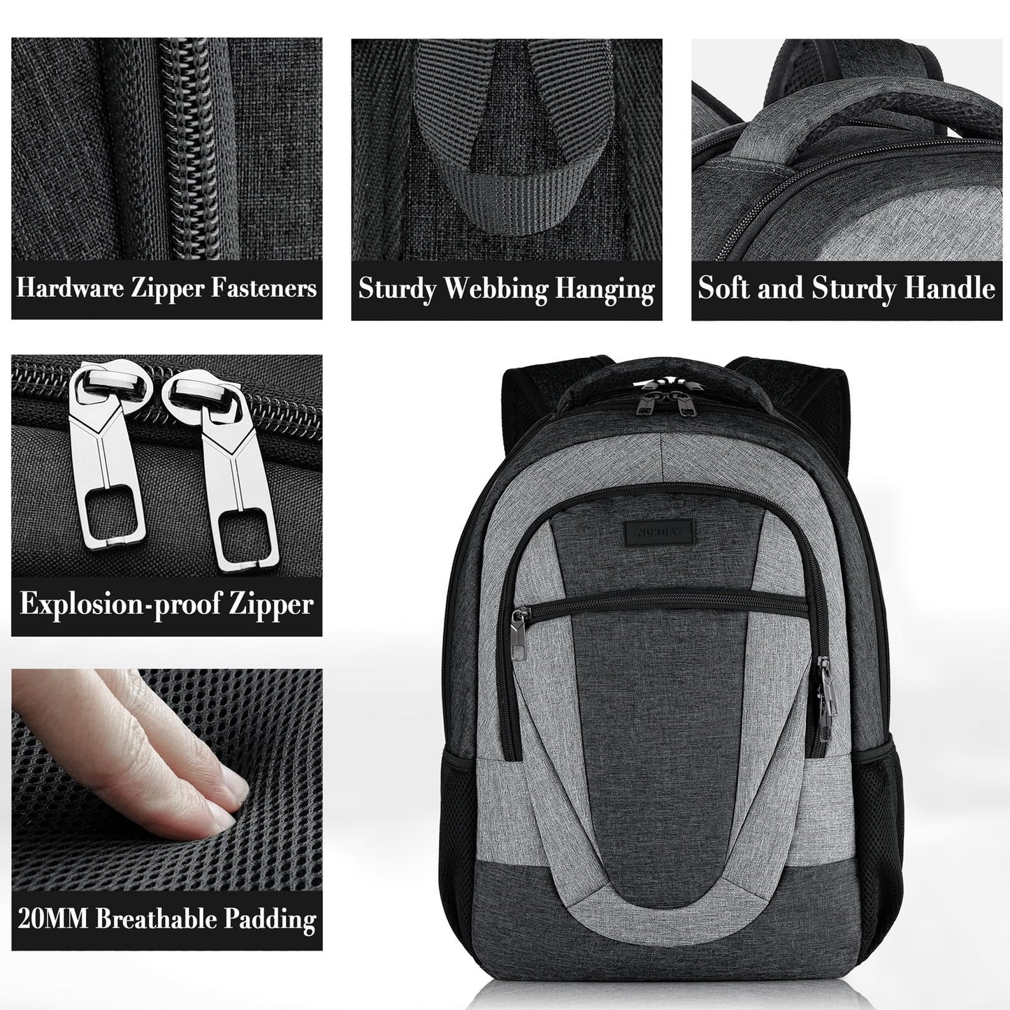 Travel Laptop Backpack Men, School Backpacks for Teen Girls Water Resistant Back Pack, Business Anti Theft Slim Sturdy Computer Bag Gifts Fits 15.6 Inch Laptop with USB Charging Port, Blackgrey