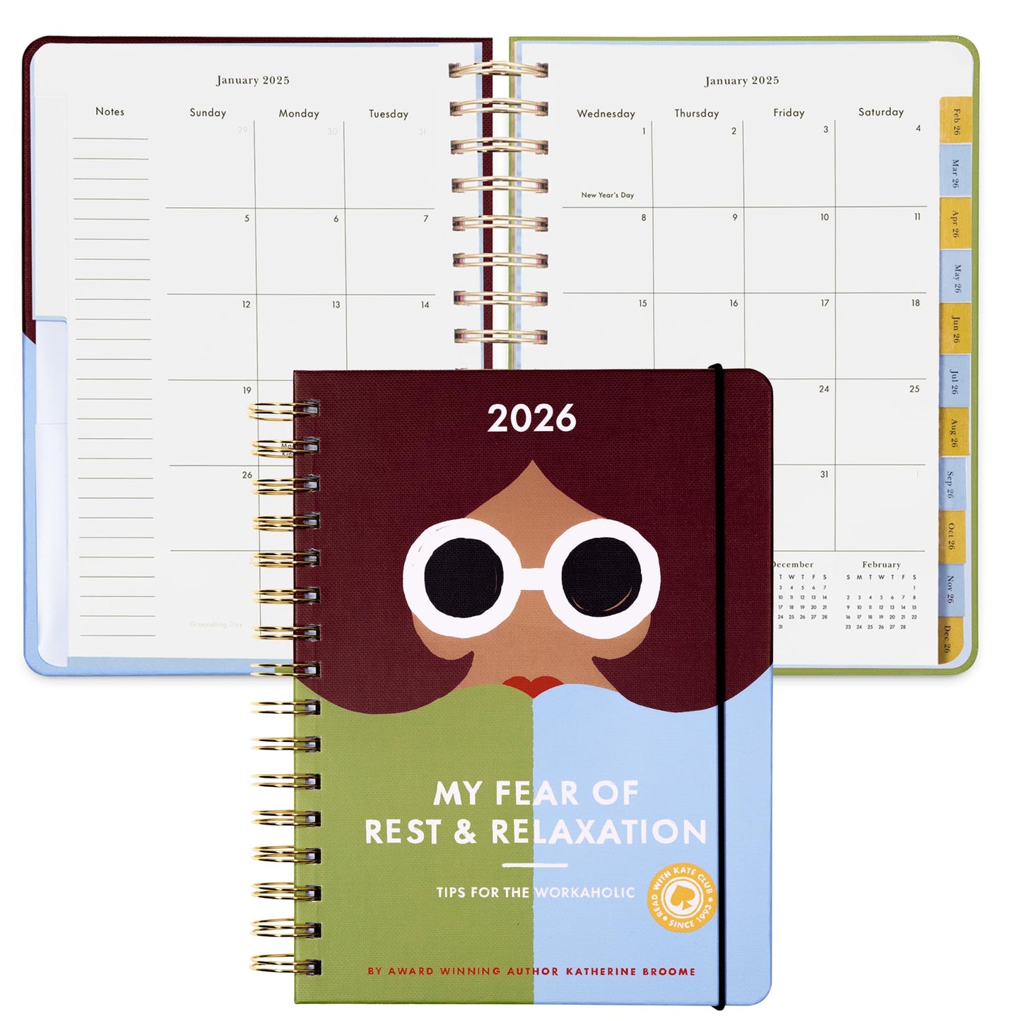 kate spade new york Daily Planner 2026 Large Agenda January-December 2026, Hardcover Weekly and Monthly Spiral Planner with Stickers (Book Club)