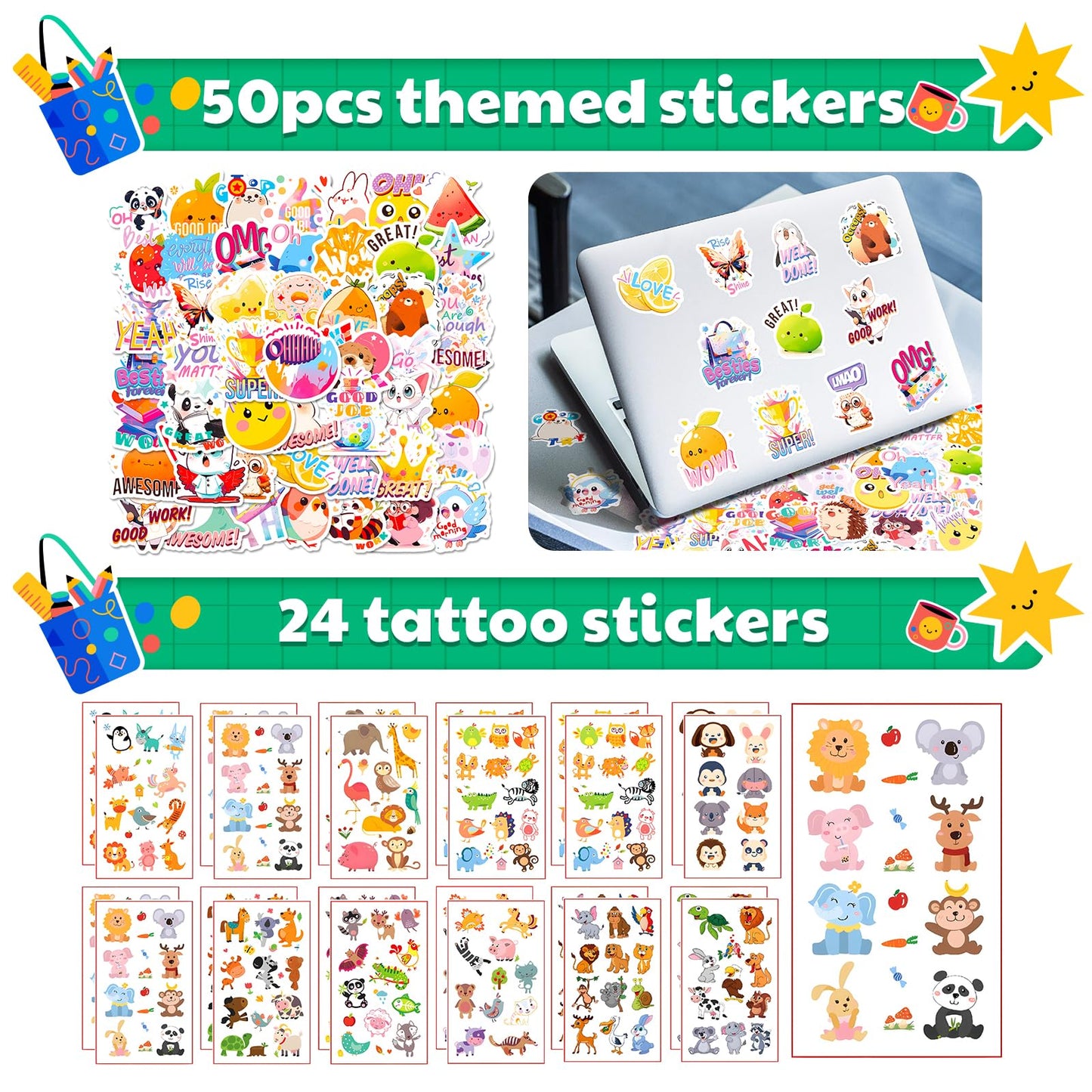 24Pack Stationery Party Favors for Kids, Stationery Birthday Goodie Bags Classroom Gifts for Students, End of Year Student Gifts,Birthday Goodie Bag Stuffers Gifts Rewards Prizes