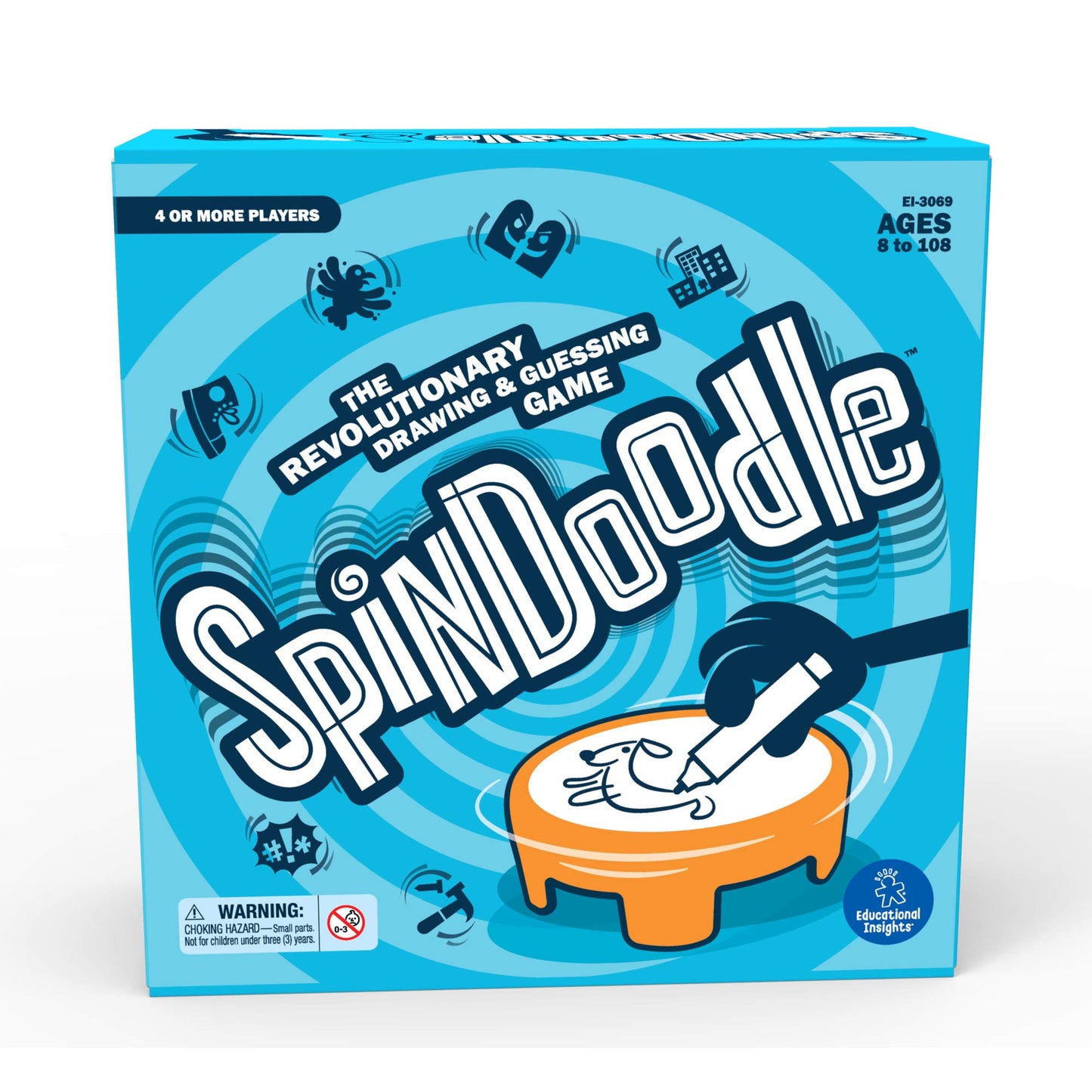 Educational Insights Spindoodle - Fun Board Games for Adults, Teens and Kids, Party Games for Family Game Night, Funny Quick Drawing Game, Guess The Sketch, Groups of 4 Ages 8+