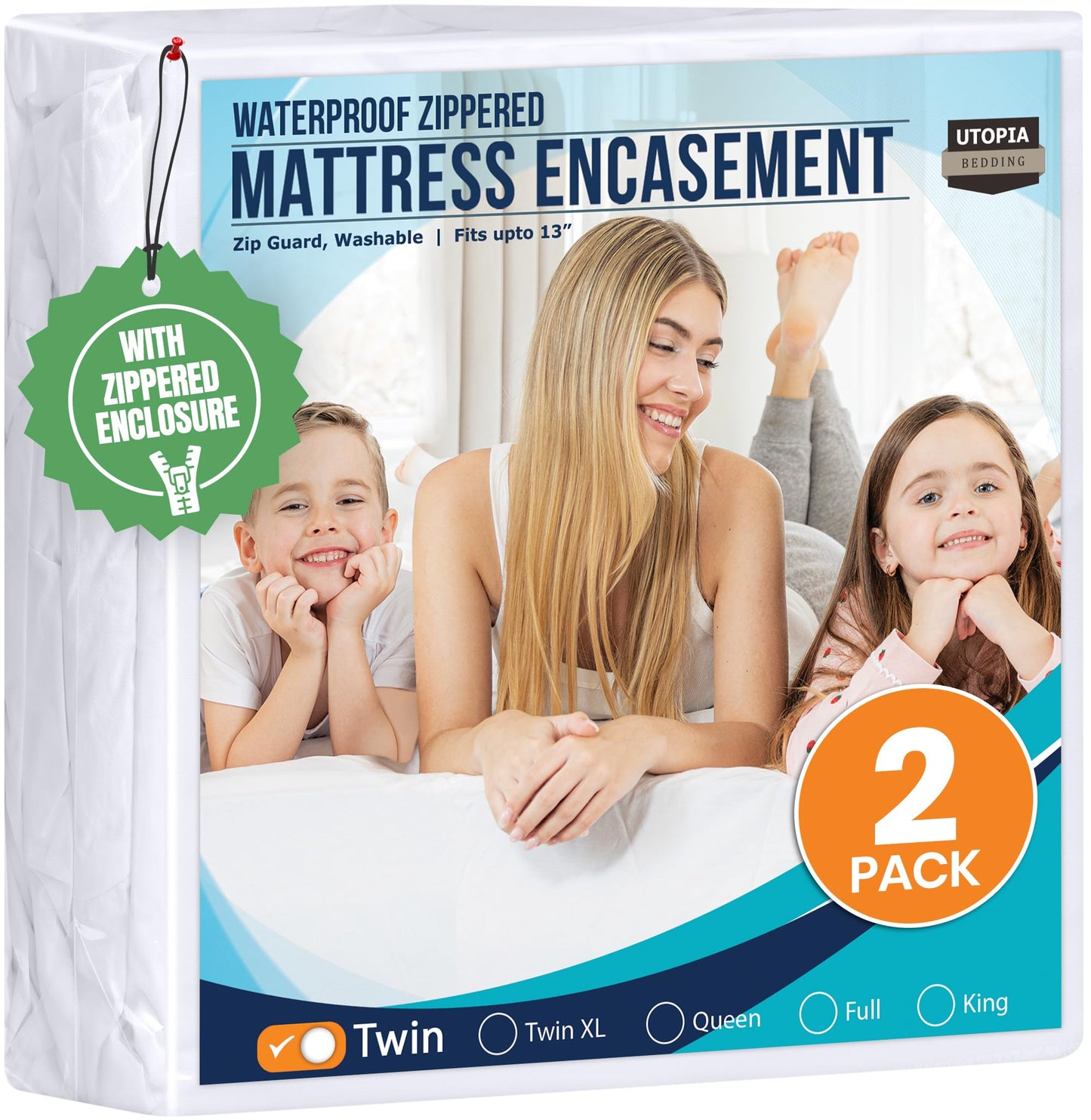 Utopia Bedding Zippered Mattress Encasement Twin (Pack of 2) - 100% Waterproof and Bed Bug Proof Mattress Protector - Absorbent, Six-Sided Mattress Cover