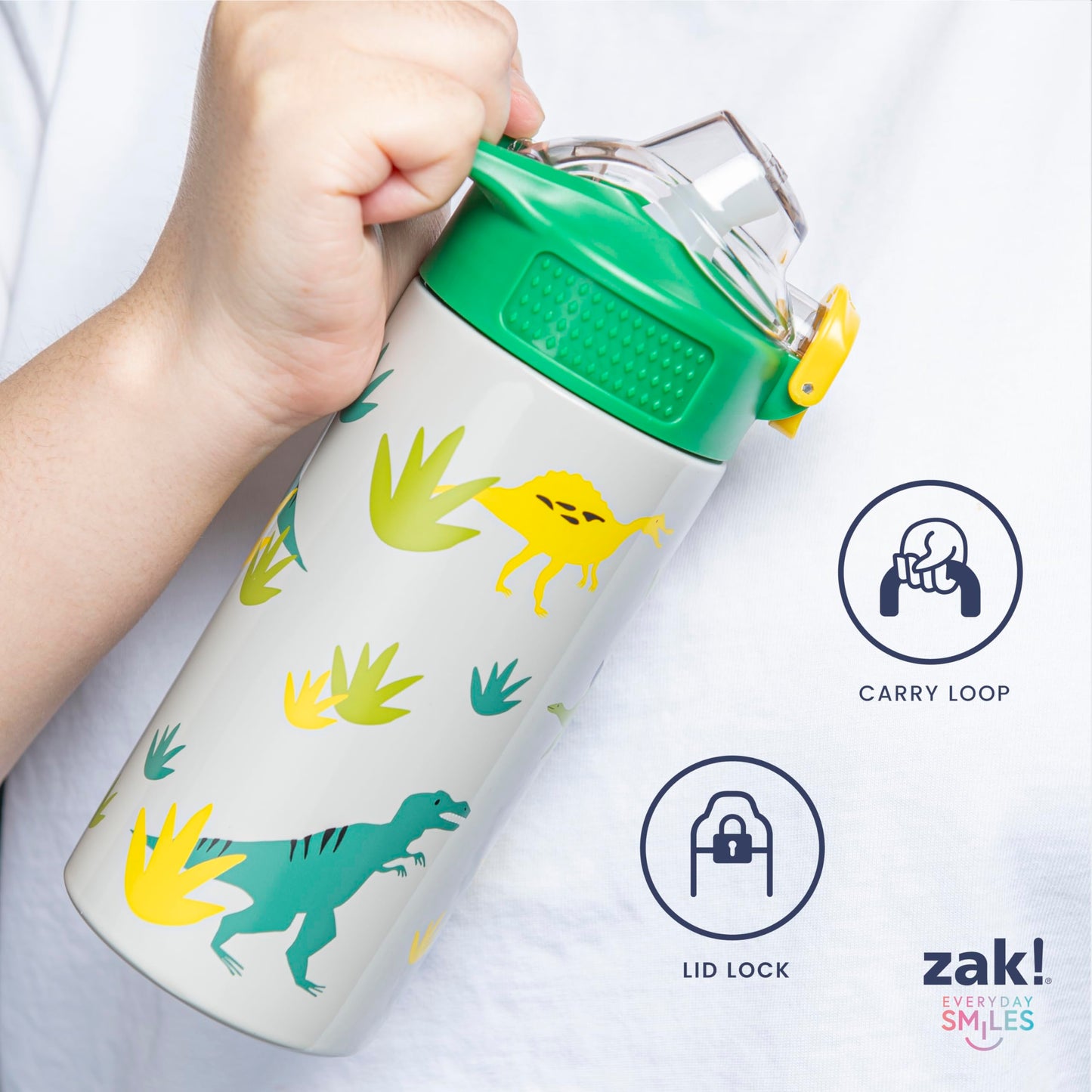 Zak Designs Kpop Demon Hunters Sage Kids Water Bottle for School or Travel, 19oz Stainless Steel Water Bottle with Straw, Handle, and Leak-Proof, Pop-Up Spout Cover (Rumi, Mira, Zoey)