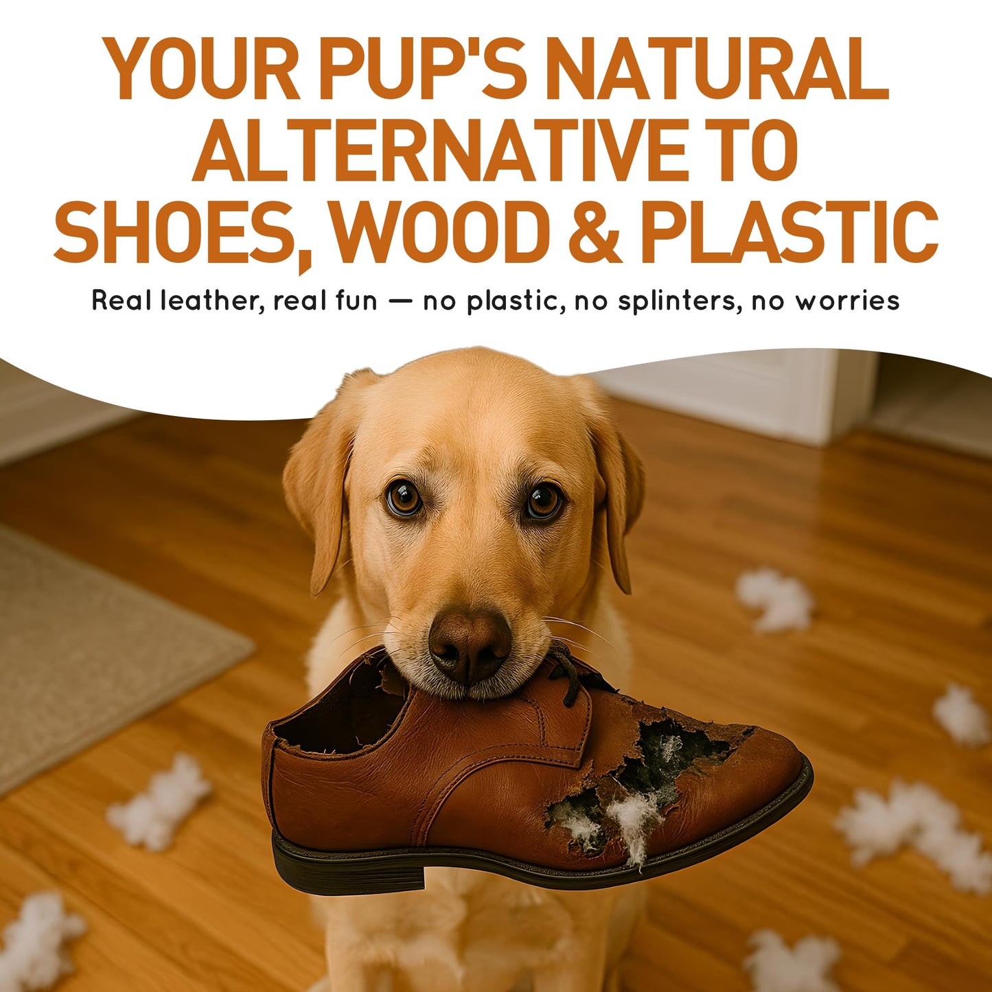 Wildfang® Leather Dog Toy, Large – Leather Bone for Teething Dogs, Dental Toys for Puppies, Training for Chewing Muscles, Puppy Chew Bones for Light or Medium Chewers (for Dogs Over 15 kg), Pack of 3