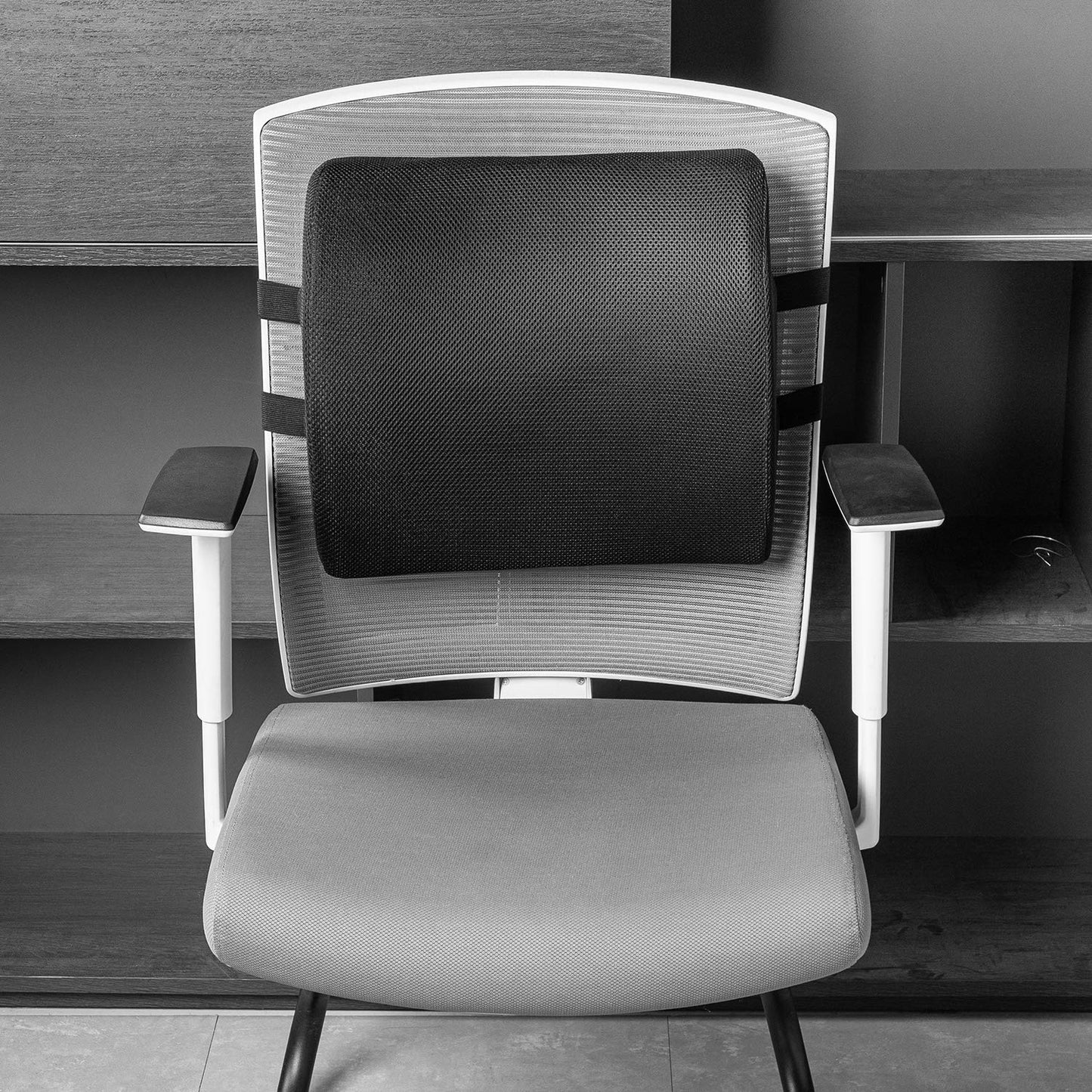 Amazon Basics Comfortable Back Support Cushion for Office Chairs, Memory Foam, Black