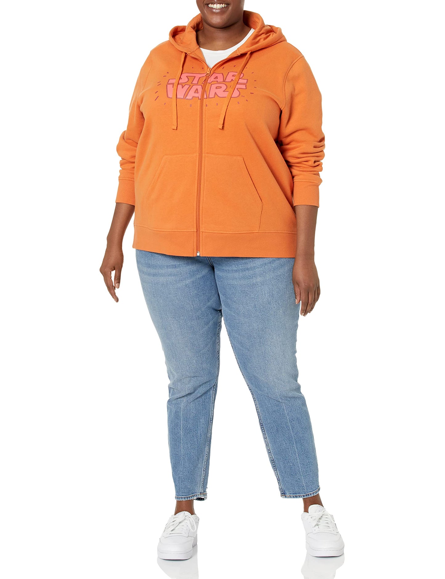 Amazon Essentials Disney | Marvel | Star Wars | Princess Women's Fleece Full-Zip Hoodie Sweatshirts (Available in Plus Size), Star Wars Logo, X-Large