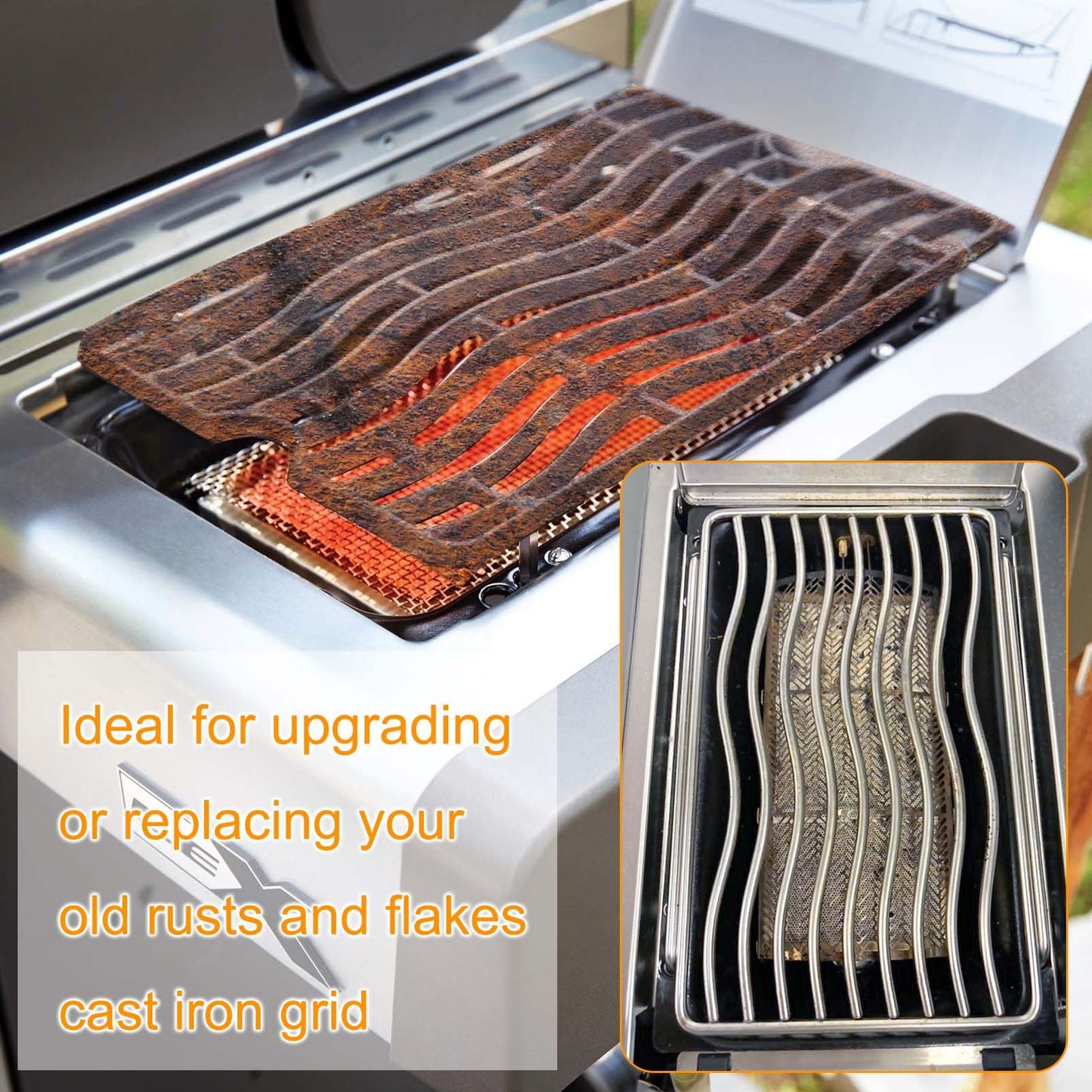 304 Stainless Steel Infrared Side Burner Grid for Napoleon Prestige 500 665 450 Pro 500 665 450 LEX 485 Rogue SE 425 525 625 Grill Replacement Parts BBQ Accessories Cooking Grate S83012 N305-0076