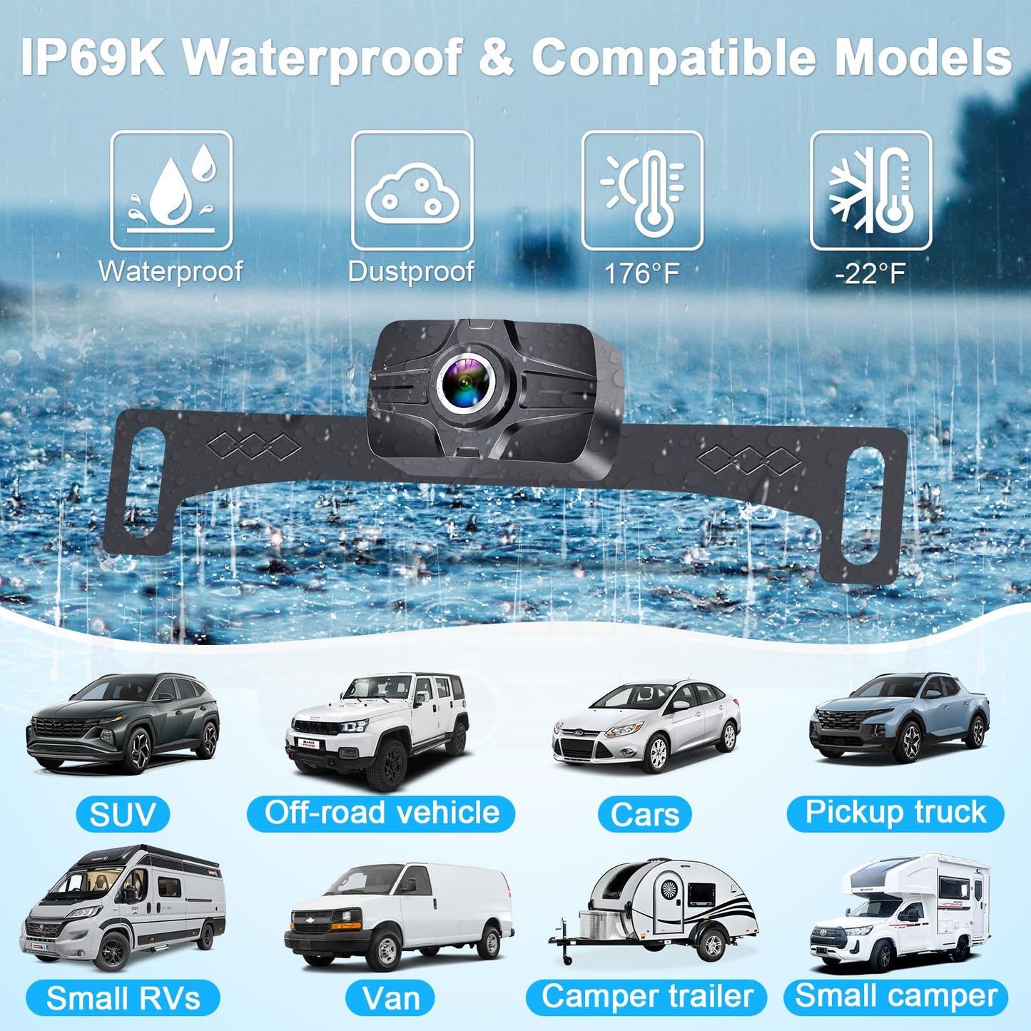 7-Inch Wireless Backup Camera for Truck - 2 Channel, DIY Grid Lines, HD 1080P, Night Vision, IP69K Waterproof, Easy Installation for Trucks, Pickup, Trailer, Cars - Parking Safety & Towing Assistance