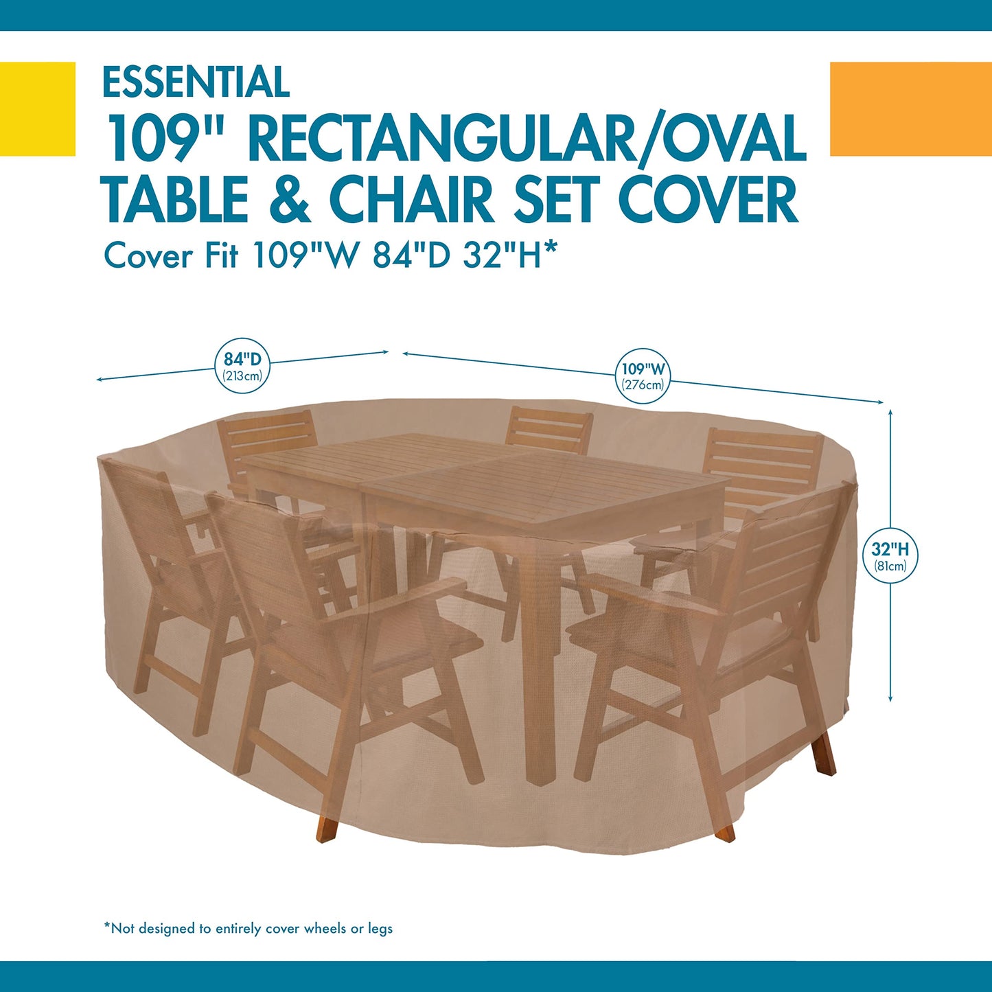 Duck Covers ETO10984 Essential Cover, Fits Outdoor Rectangular/Oval Patio Table and Chair Sets 109". Long