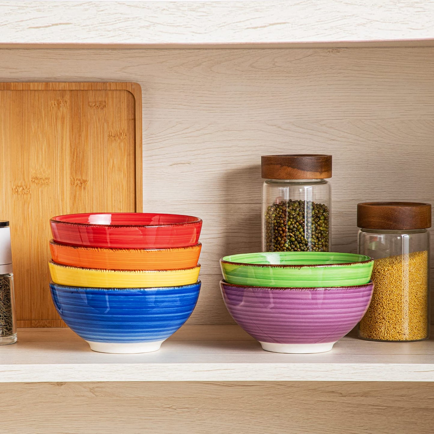 vancasso Bonita 27 Oz Cereal Bowls Set of 6, Ceramic Bowls, 6 Inch Soup Bowls, Dishwasher & Microwave Safe