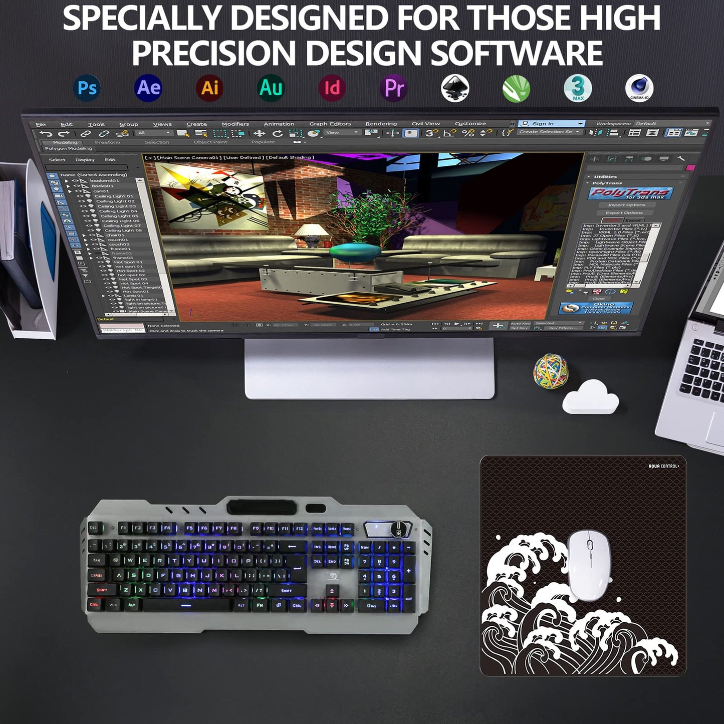X-Raypad Aqua Control Plus Wave Gaming Mouse Pad, Ultra-High Precision Mouse Pad with Perfect Speed and Control Capability, Consistent X and Y Glide, Designed for Fps Players with Low DPI Requirements